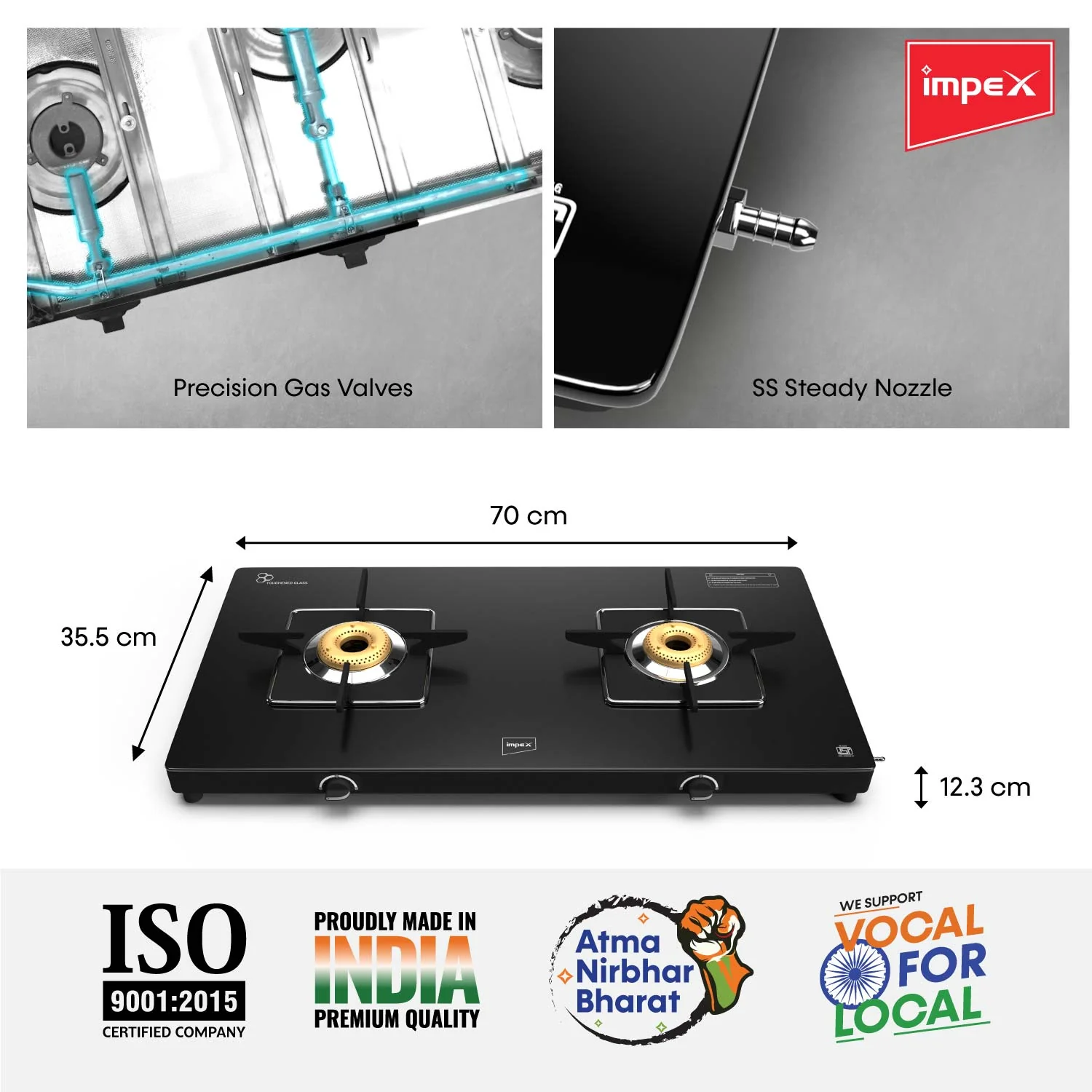Impex 2-Burner Glasstop Gas Stove (Glaze 2B) - Image 5