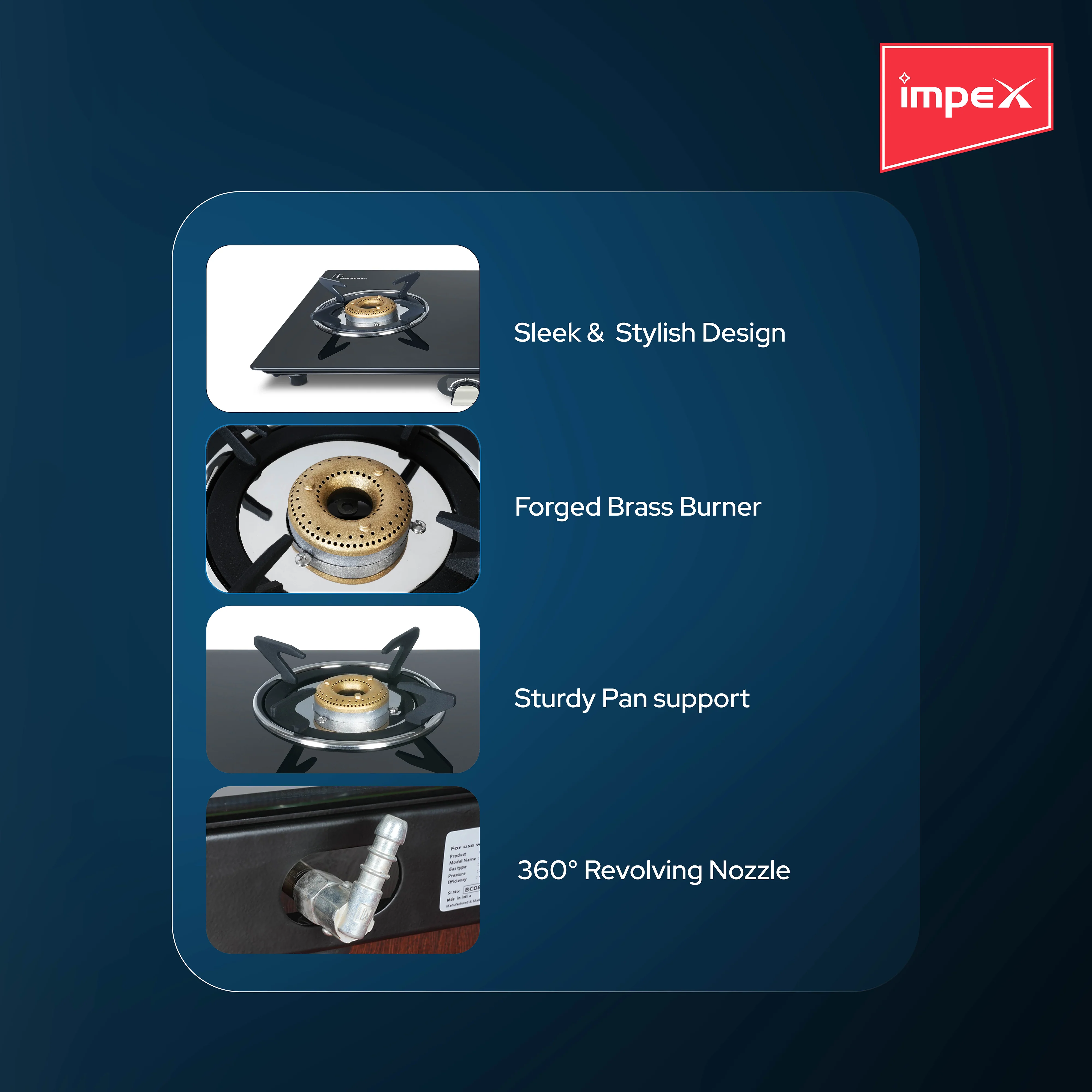 Impex AIRA 2B Frameless Glass top Gas Stove - Image 3