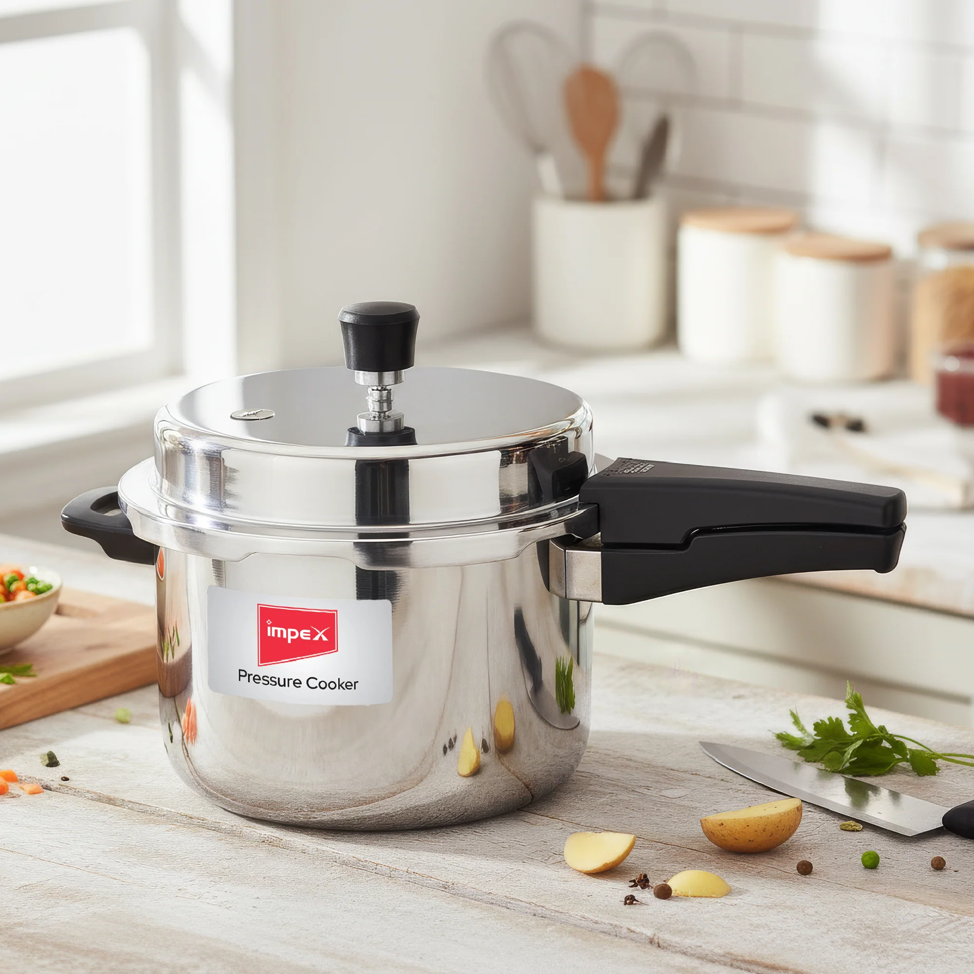 3L Stainless Steel Pressure Cooker+ 34cm Square Pathiri Tawa - Image 4