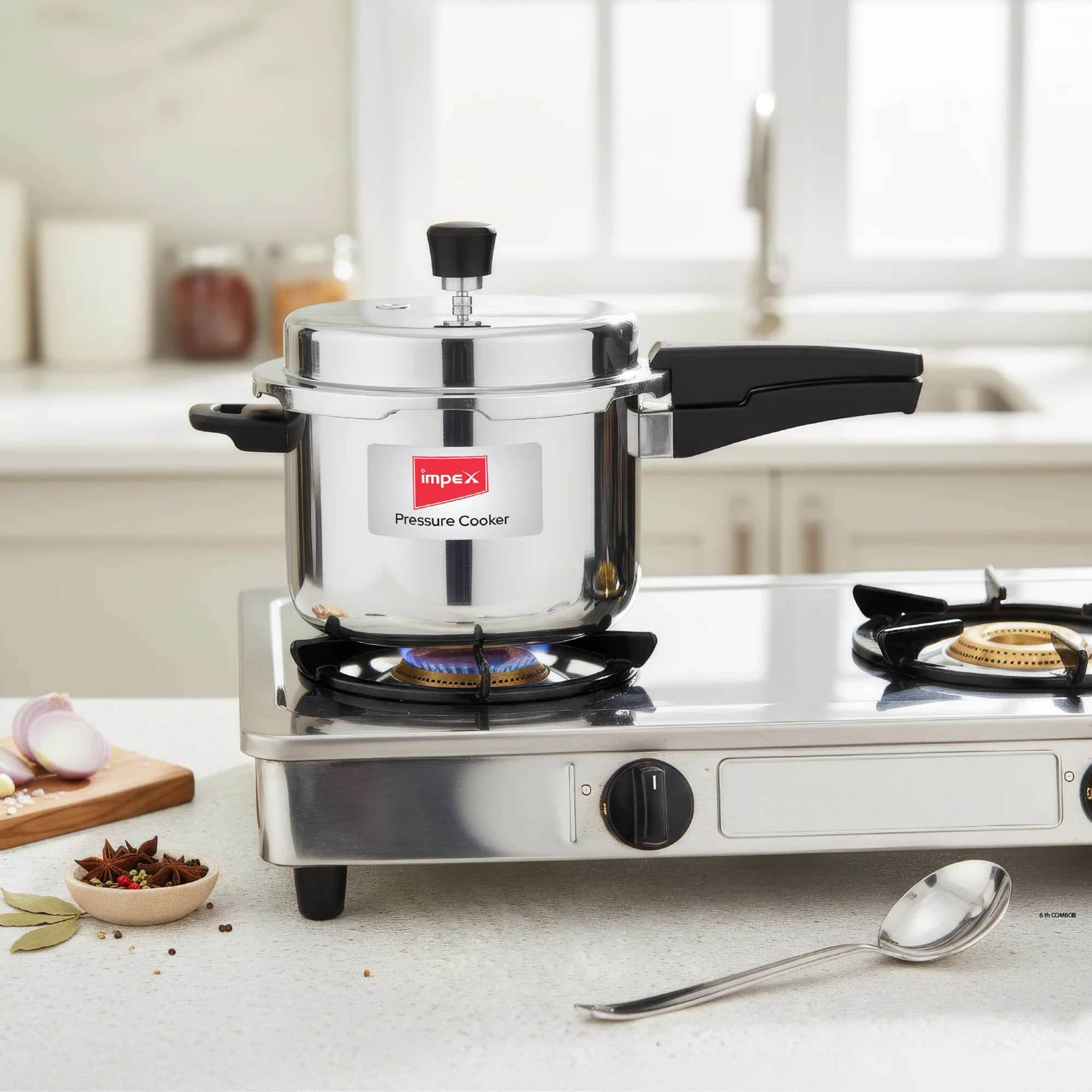 3L Stainless Steel Pressure Cooker+ 34cm Square Pathiri Tawa - Image 7