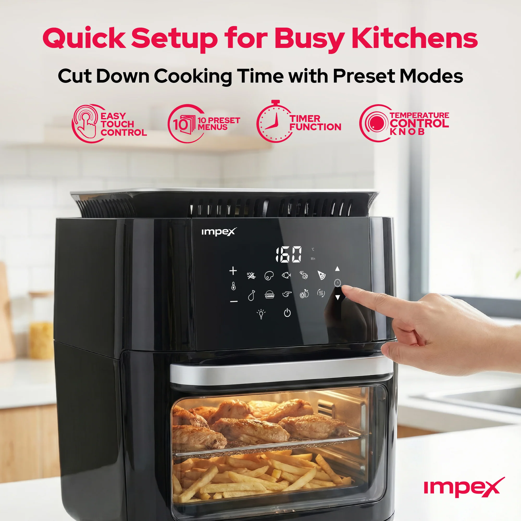 12L Digital Air Fryer AIRCHEF XL 1800W with Accessories - Image 5