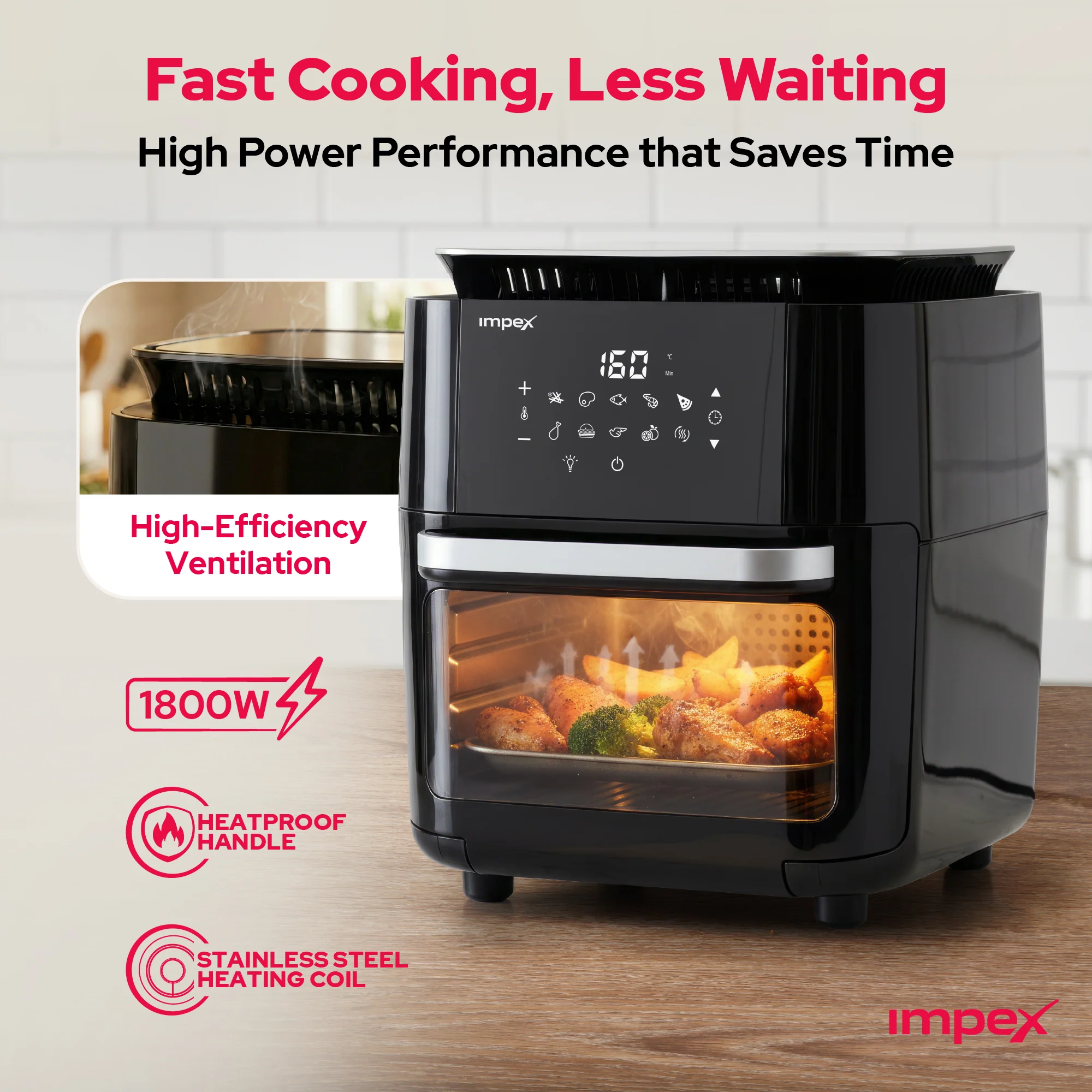 12L Digital Air Fryer AIRCHEF XL 1800W with Accessories - Image 6