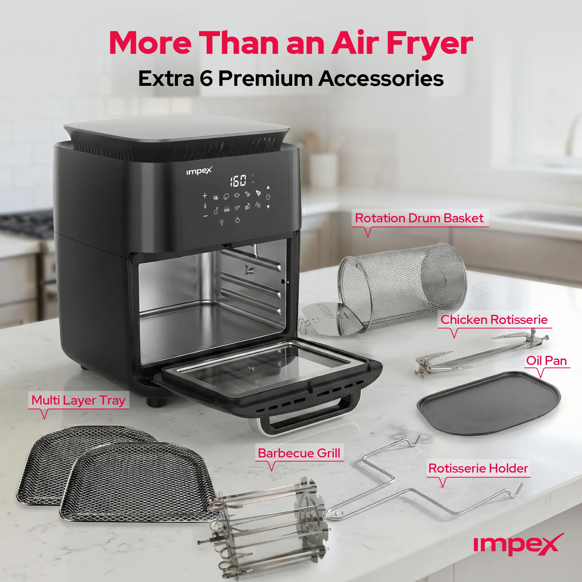 12L Digital Air Fryer AIRCHEF XL 1800W with Accessories - Image 8