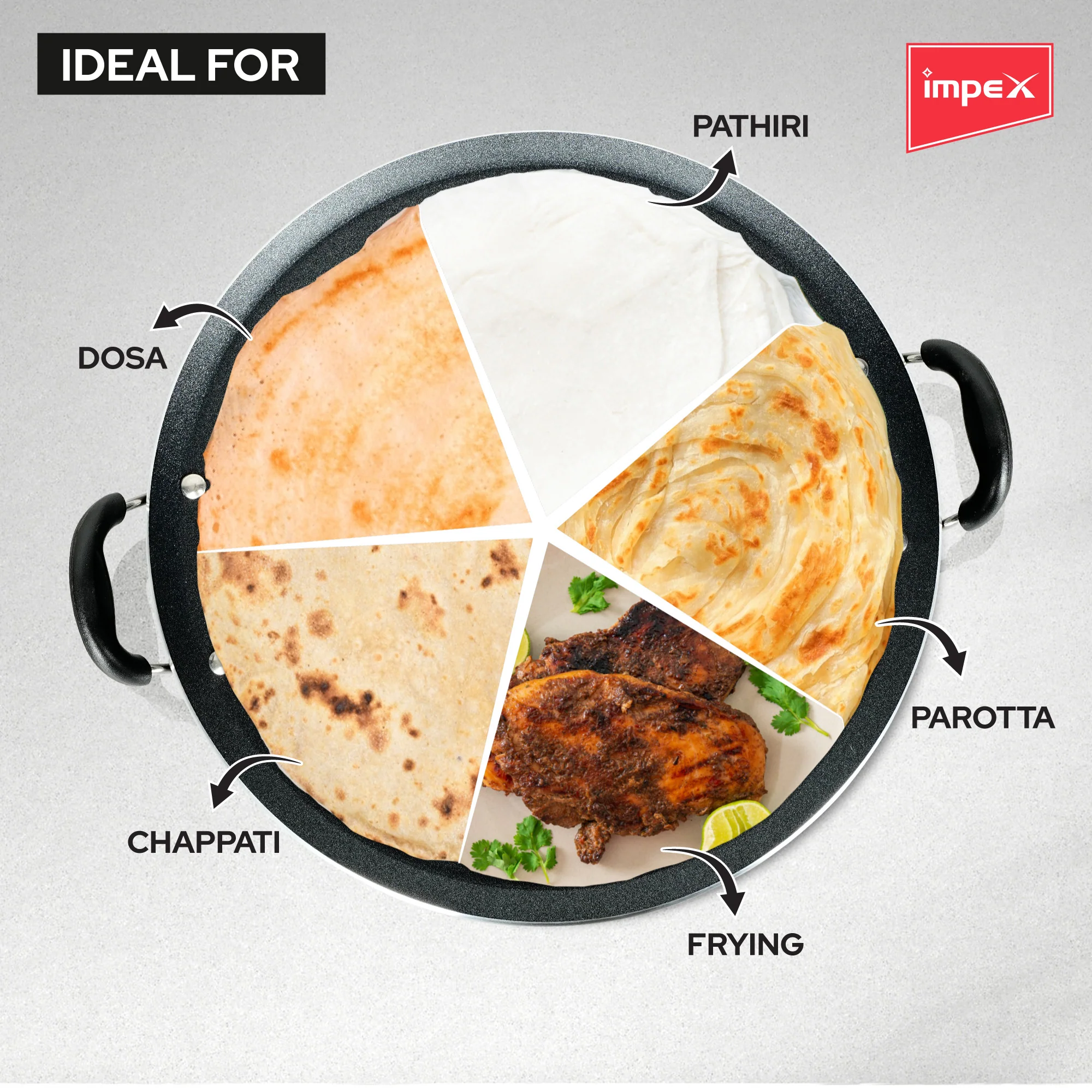 8L Non Stick Biryani Pot + 5L Aluminium Pressure Cooker + 36cm Non Stick Pathiri Tawa - Image 8