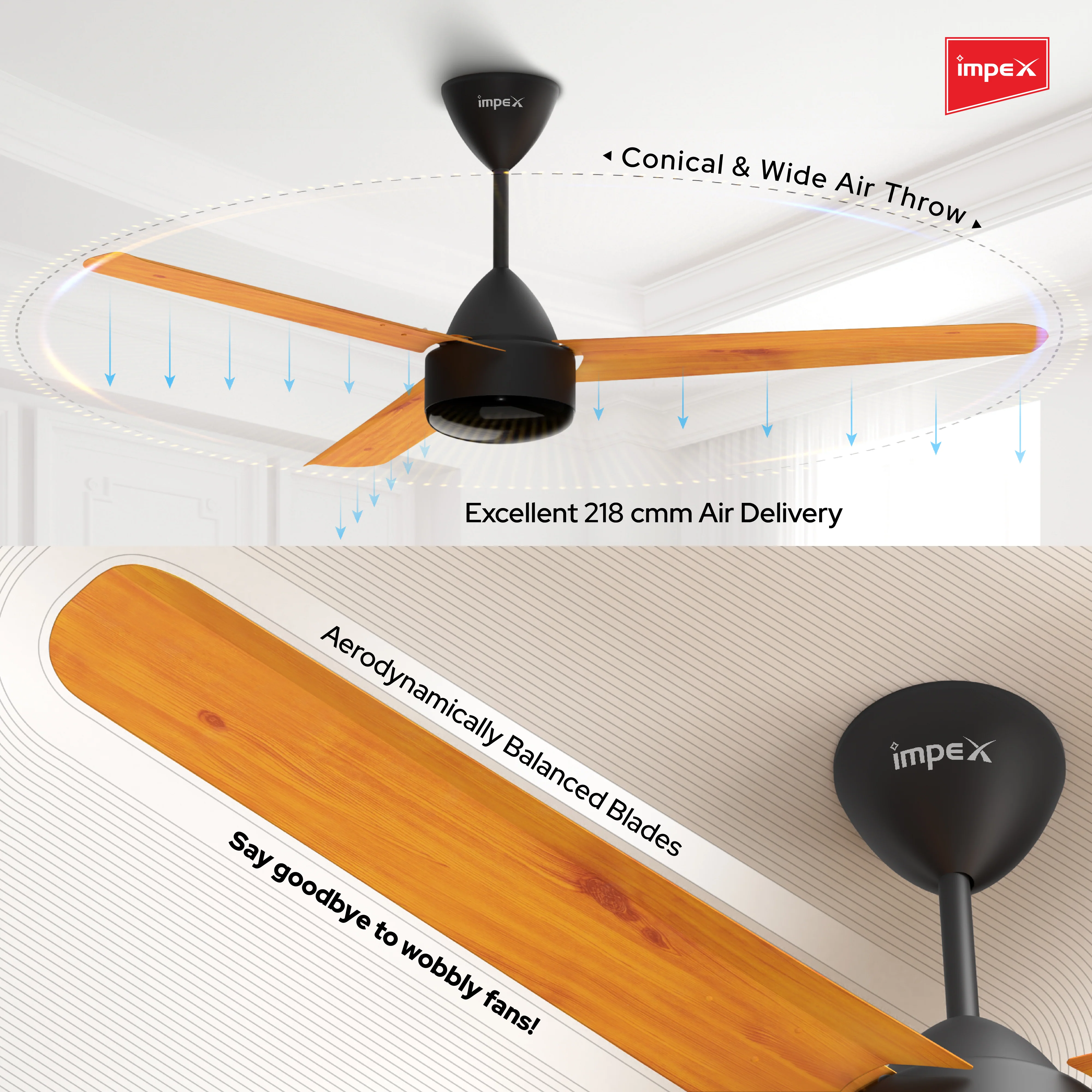 IMPEX Atom 28 Classic TW, 5 Star 1200 mm BLDC Motor with Remote 3 Blade Ceiling Fan - Image 4