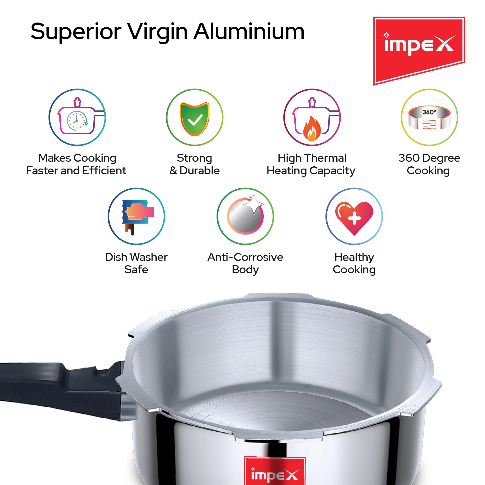 Migo Induction Base Combo 2 L, 3 L, 5 L Aluminium Pressure Cooker(Pack of 3) - Image 4