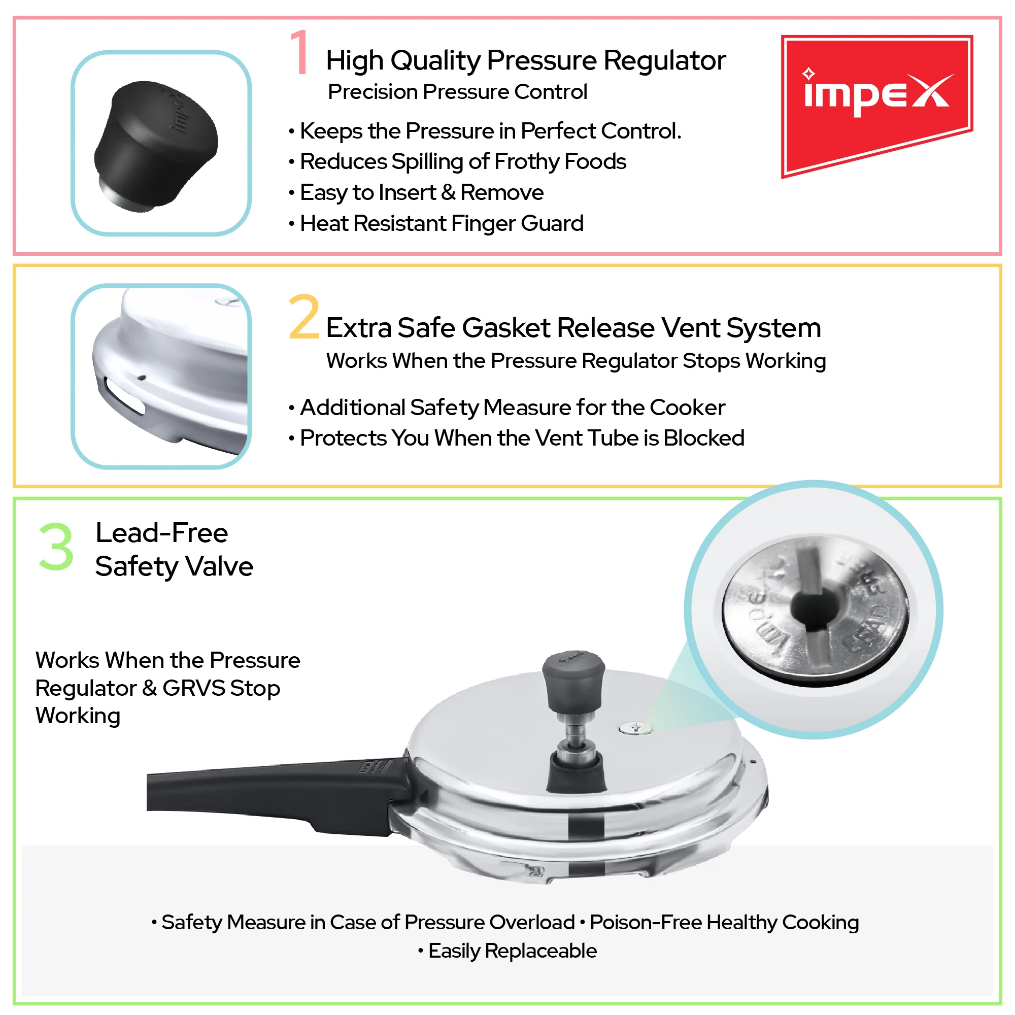 Migo Induction Base Combo 2 L, 3 L, 5 L Aluminium Pressure Cooker(Pack of 3) - Image 6