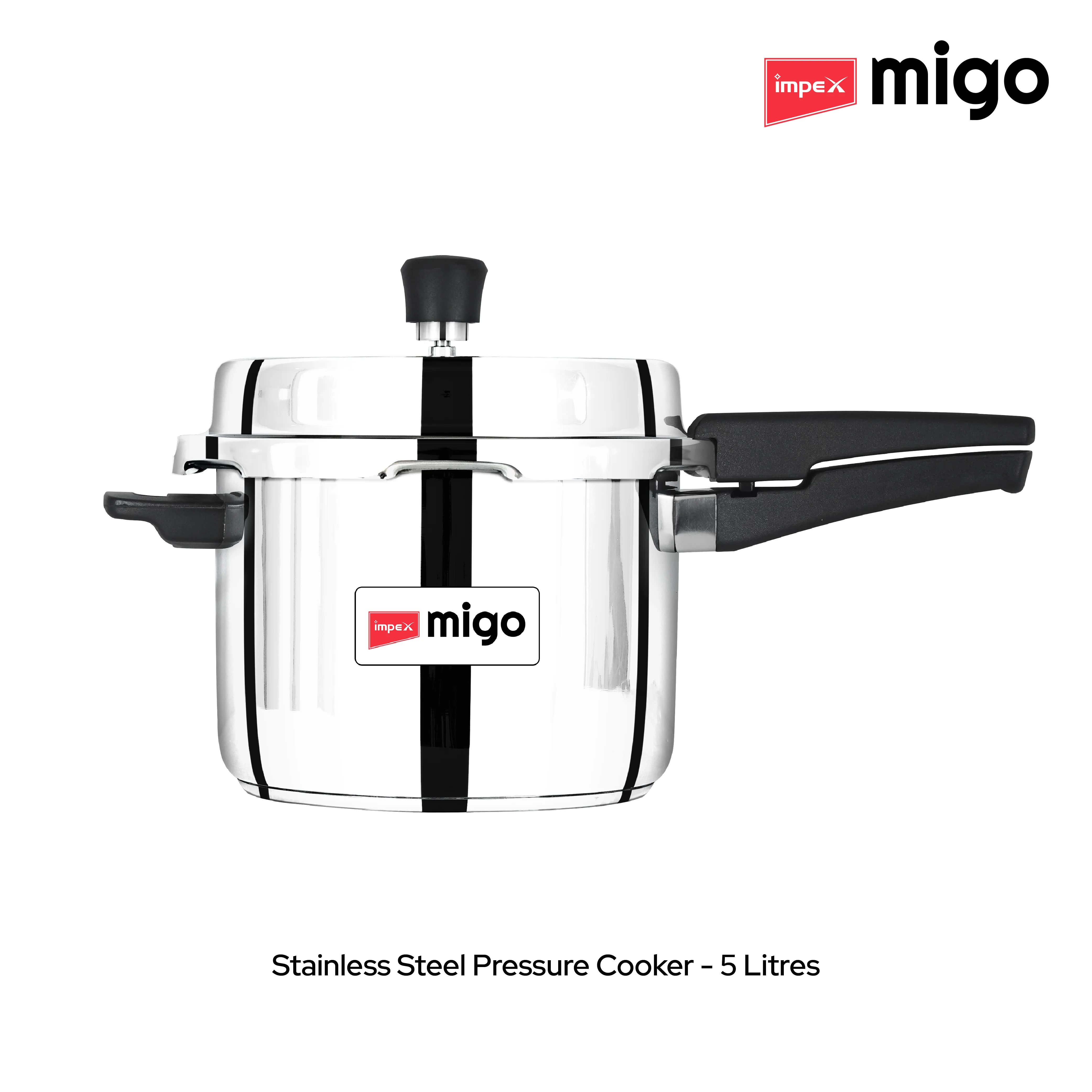Migo Stainless Steel Pressure cooker IFC 235 SS 5 L, 3 L, 2 L Induction Bottom (Pack of 3) - Image 10