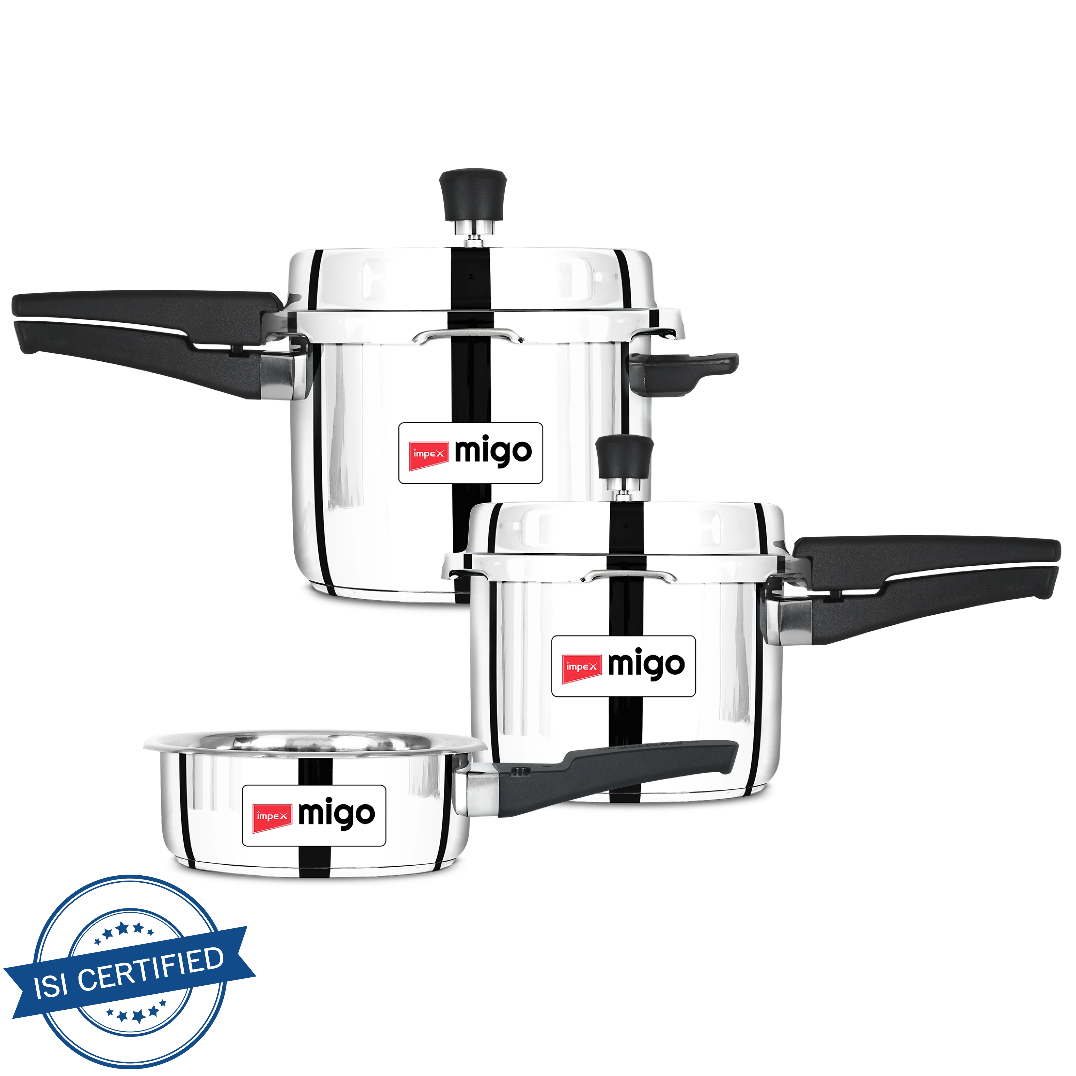 Migo Stainless Steel Pressure cooker IFC 235 SS 5 L, 3 L, 2 L Induction Bottom (Pack of 3) - Image 13
