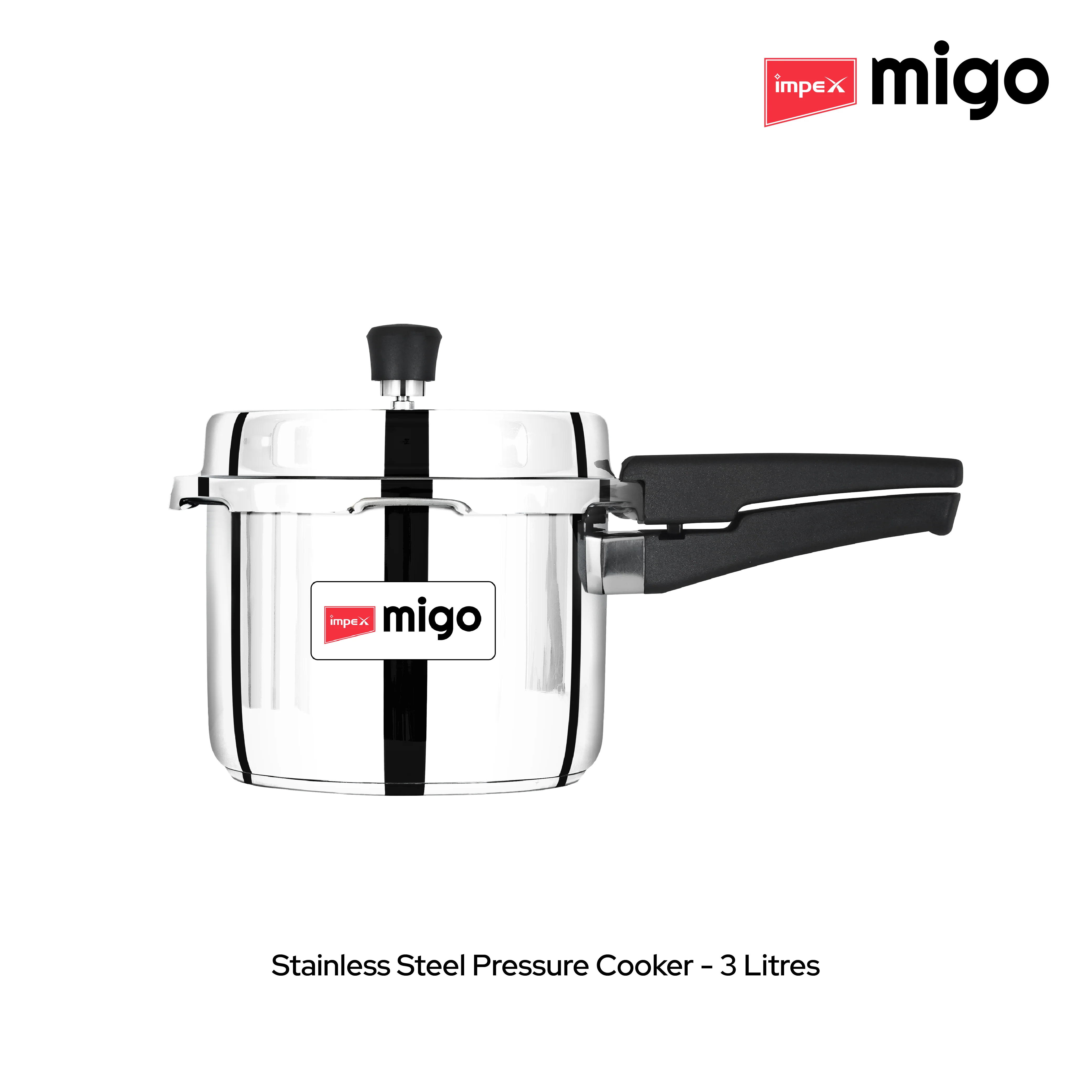 Migo Stainless Steel Pressure cooker IFC 235 SS 5 L, 3 L, 2 L Induction Bottom (Pack of 3) - Image 9