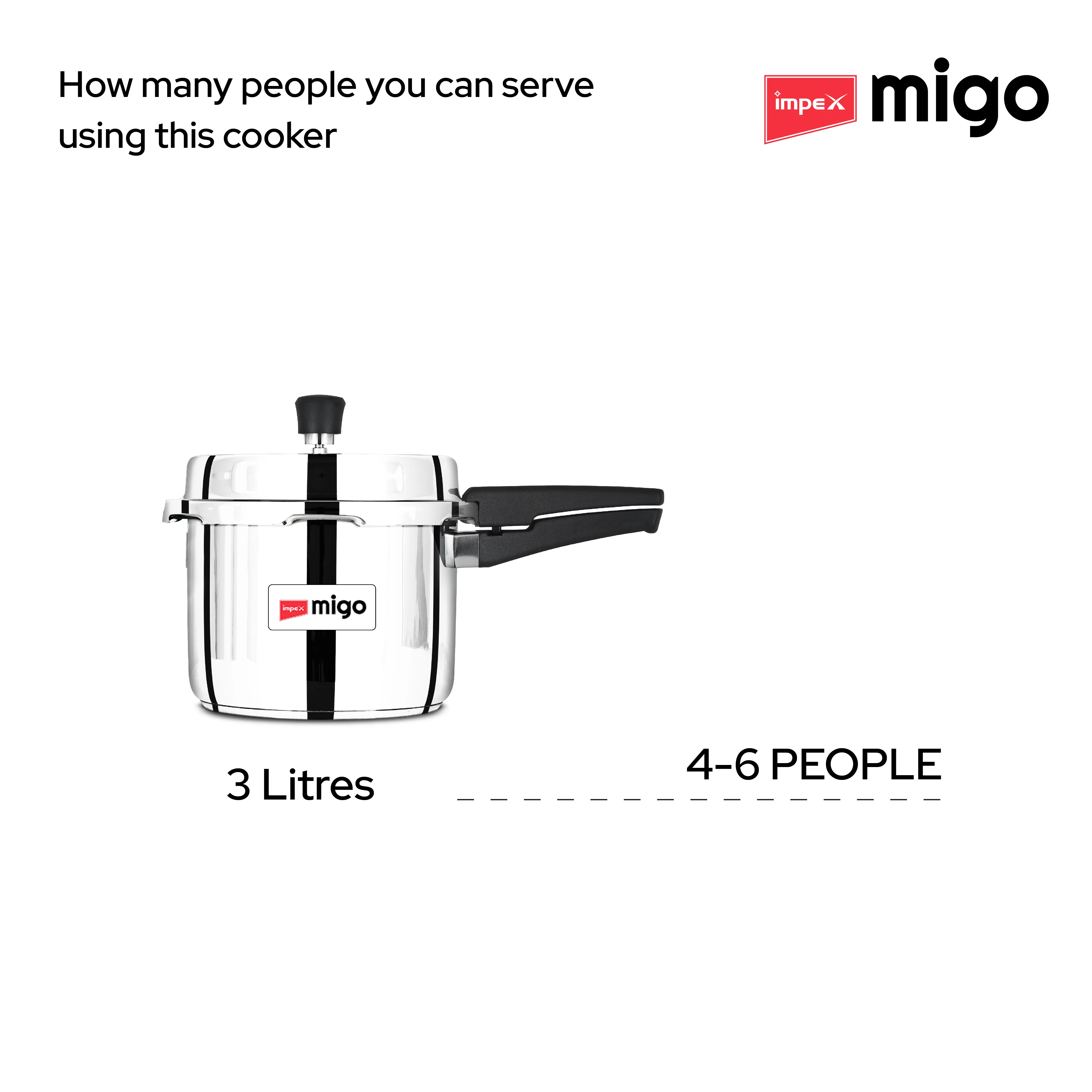 IMPEX Migo 3 L Stainless Steel Pressure cooker IFC 3 SS Induction Bottom (Stainless Steel) - Image 7