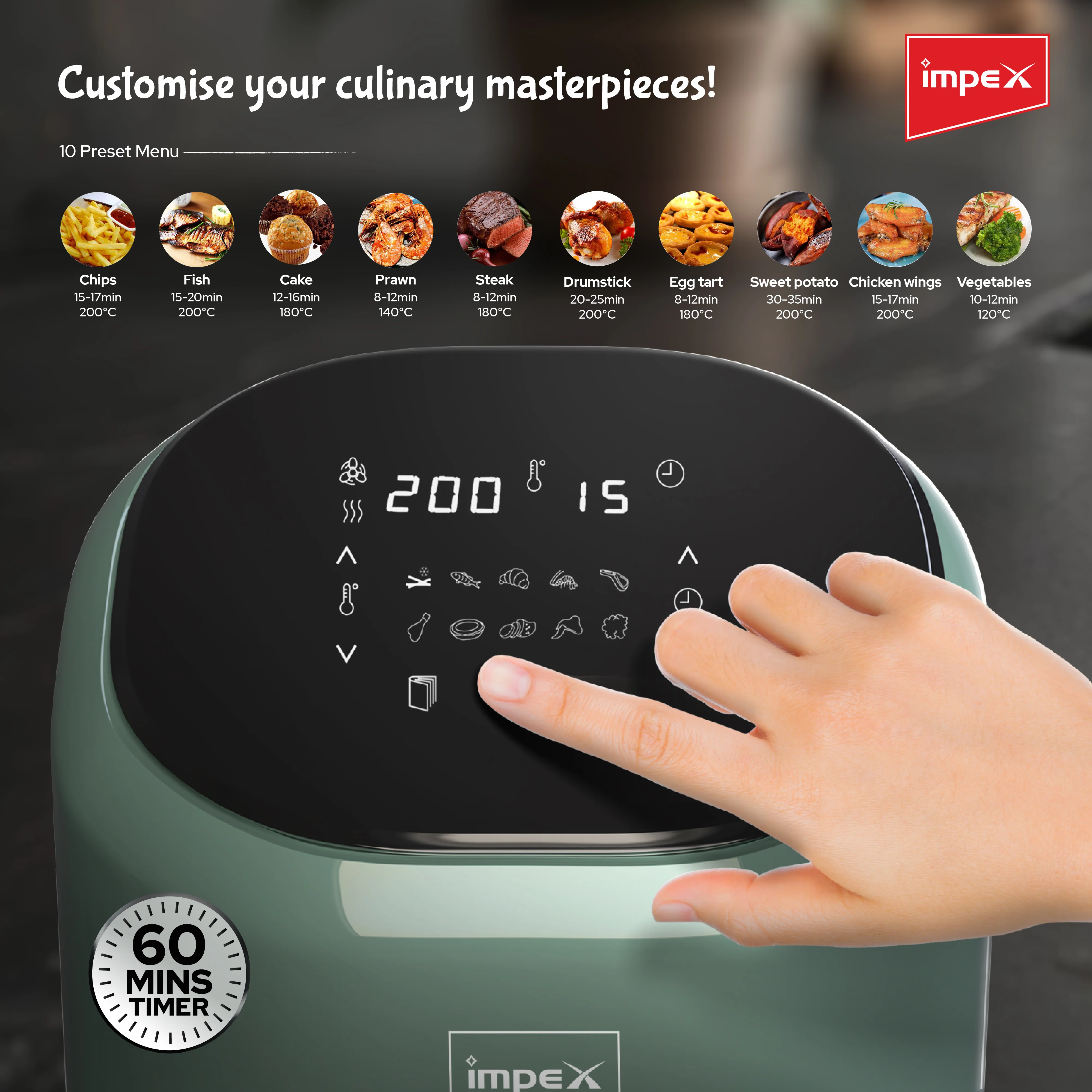 4.5L Air fryer SMARTFRY DS45 1200W Mint Green - Image 4