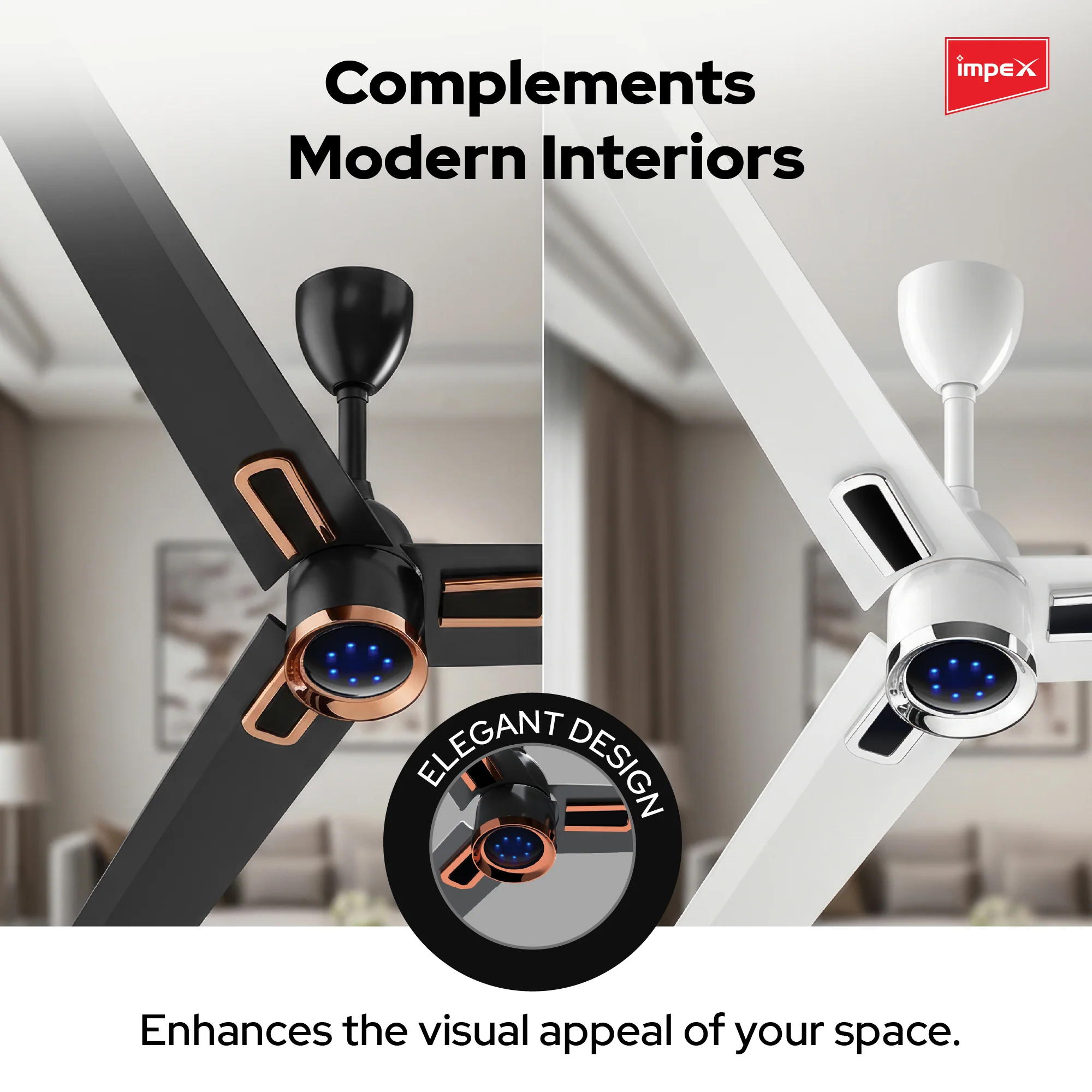 Impex ATOM GLOW SMOKE BROWN 1200 mm BLDC Ceiling Fan with Remote, 5-Star Rating and Smart Glow LED - Image 6