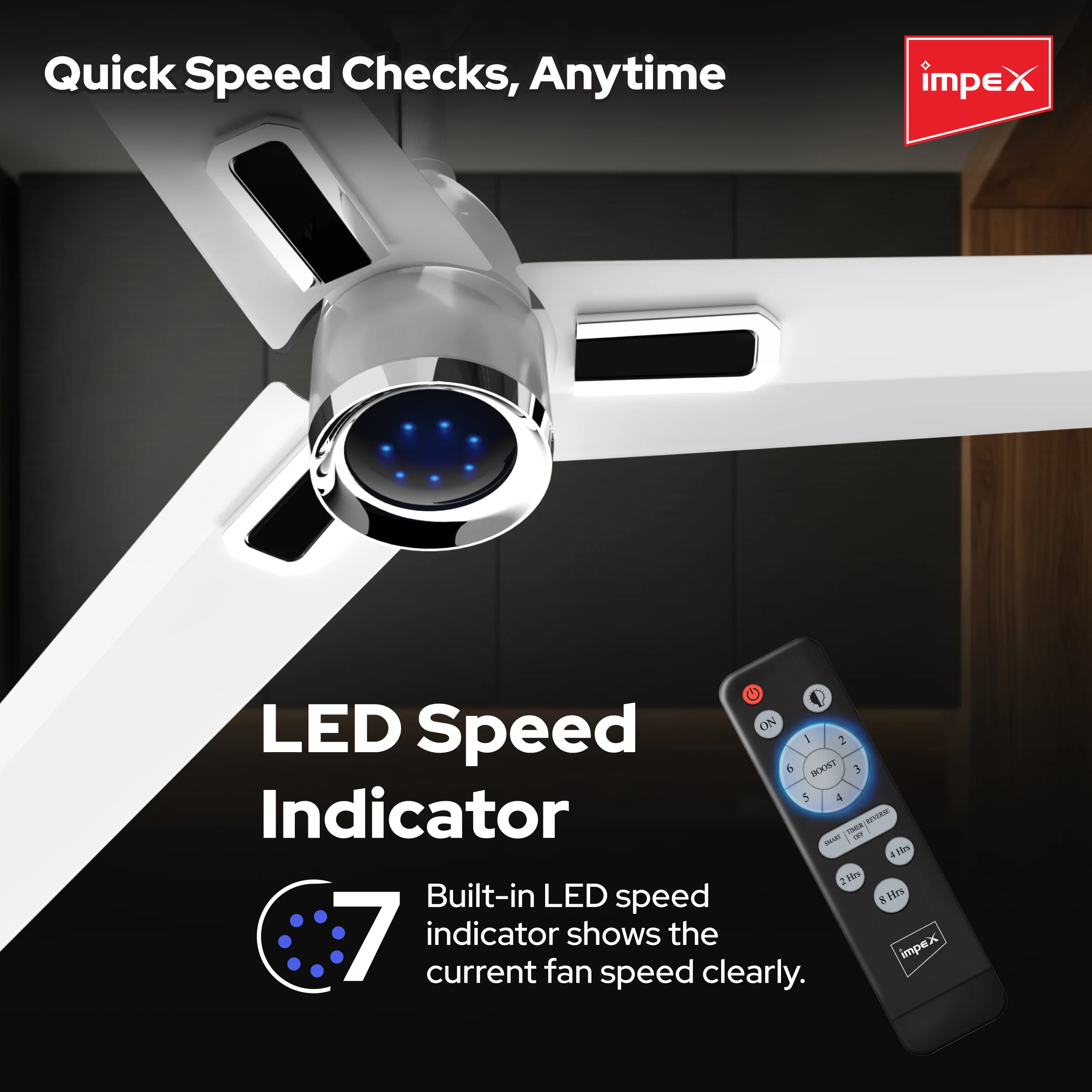 Impex ATOM GLOW WHITE 1200 mm BLDC Ceiling Fan with Remote, 5-Star Rating and Smart Glow LED - Image 5