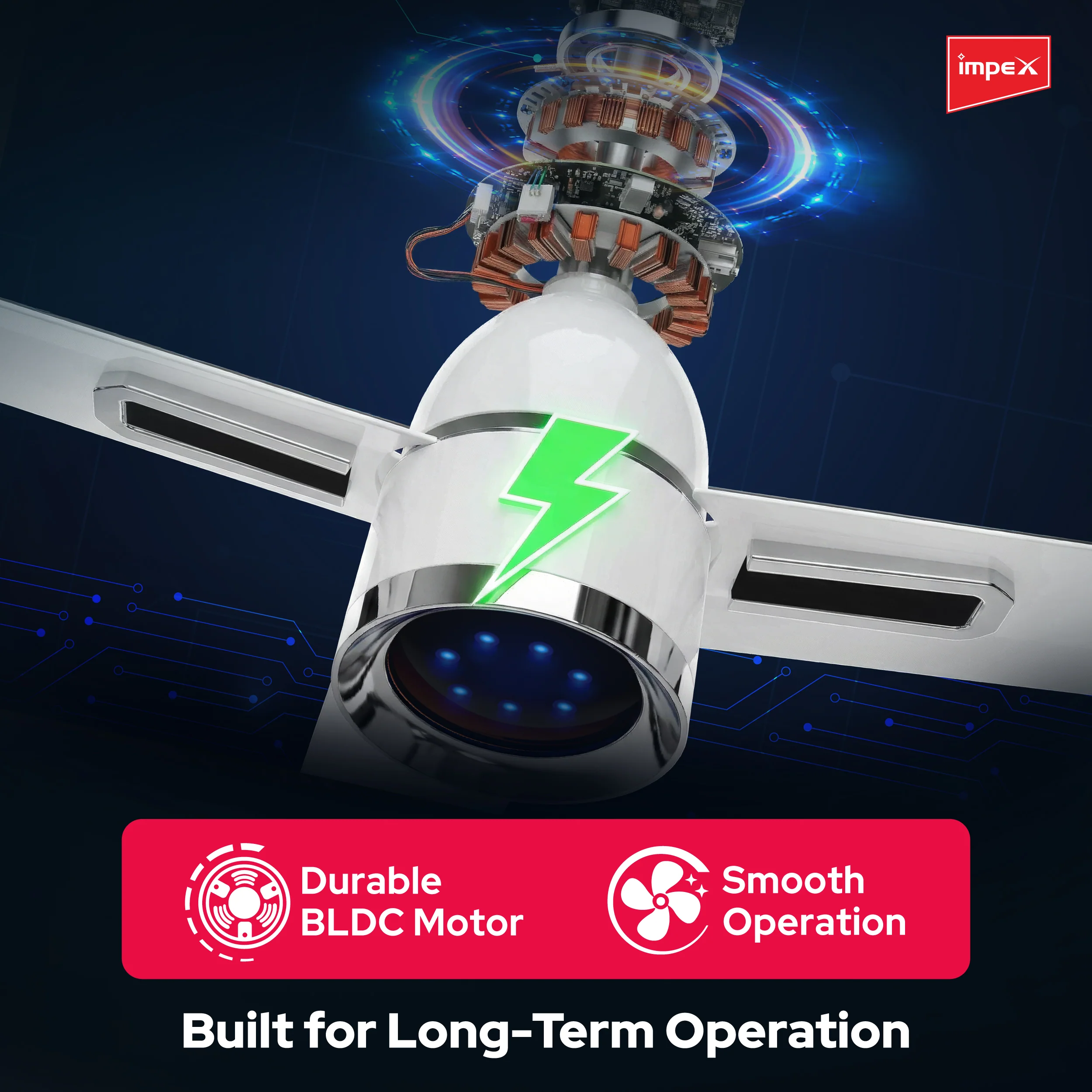 Impex ATOM GLOW WHITE 1200 mm BLDC Ceiling Fan with Remote, 5-Star Rating and Smart Glow LED - Image 7