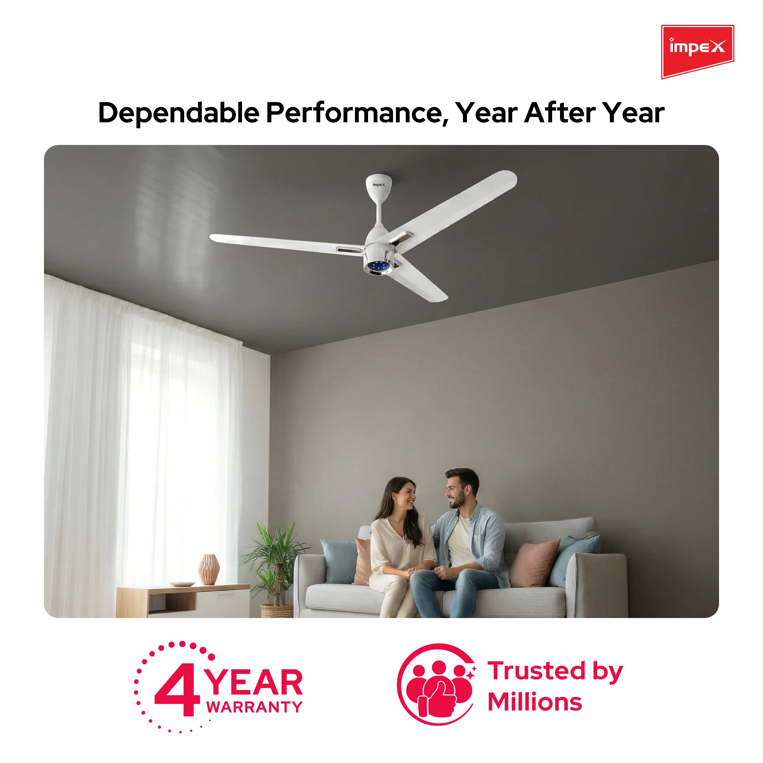 Impex ATOM GLOW WHITE 1200 mm BLDC Ceiling Fan with Remote, 5-Star Rating and Smart Glow LED - Image 8