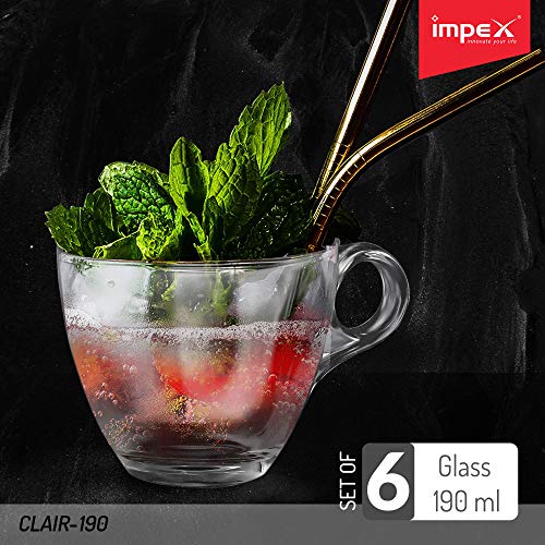Impex CLAIR-190 Tea/Coffee Glassware Set (Set of 6 Glasses 190 ml,Transparent) - Image 3
