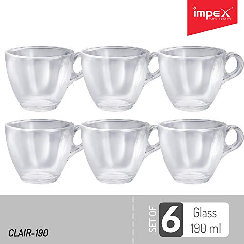 Impex CLAIR-190 Tea/Coffee Glassware Set (Set of 6 Glasses 190 ml,Transparent) - Image 4