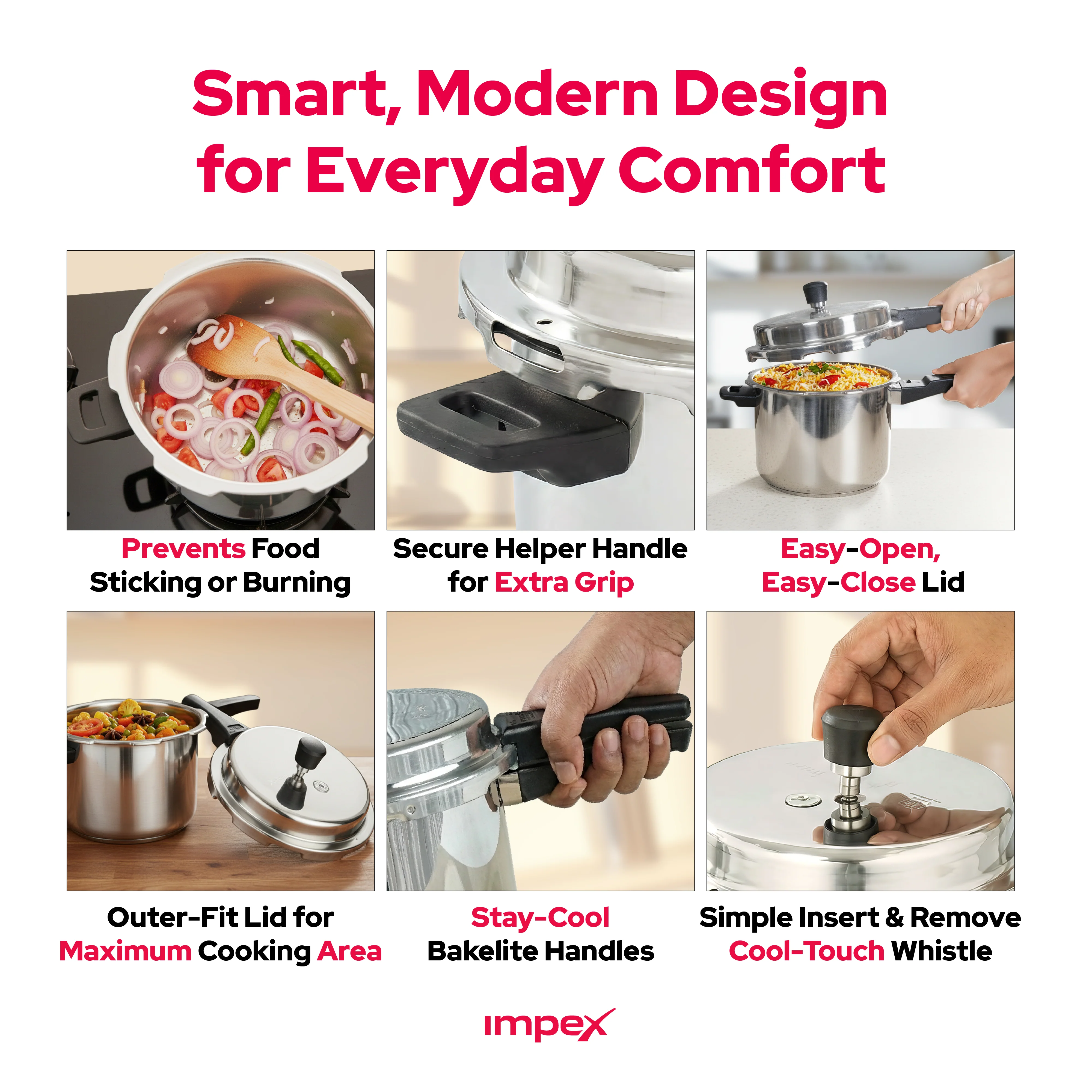 2L,3L,5L Stainless Steel Induction Base Outer Lid Pressure Cooker Family Combo (Pack of 3) - Image 9