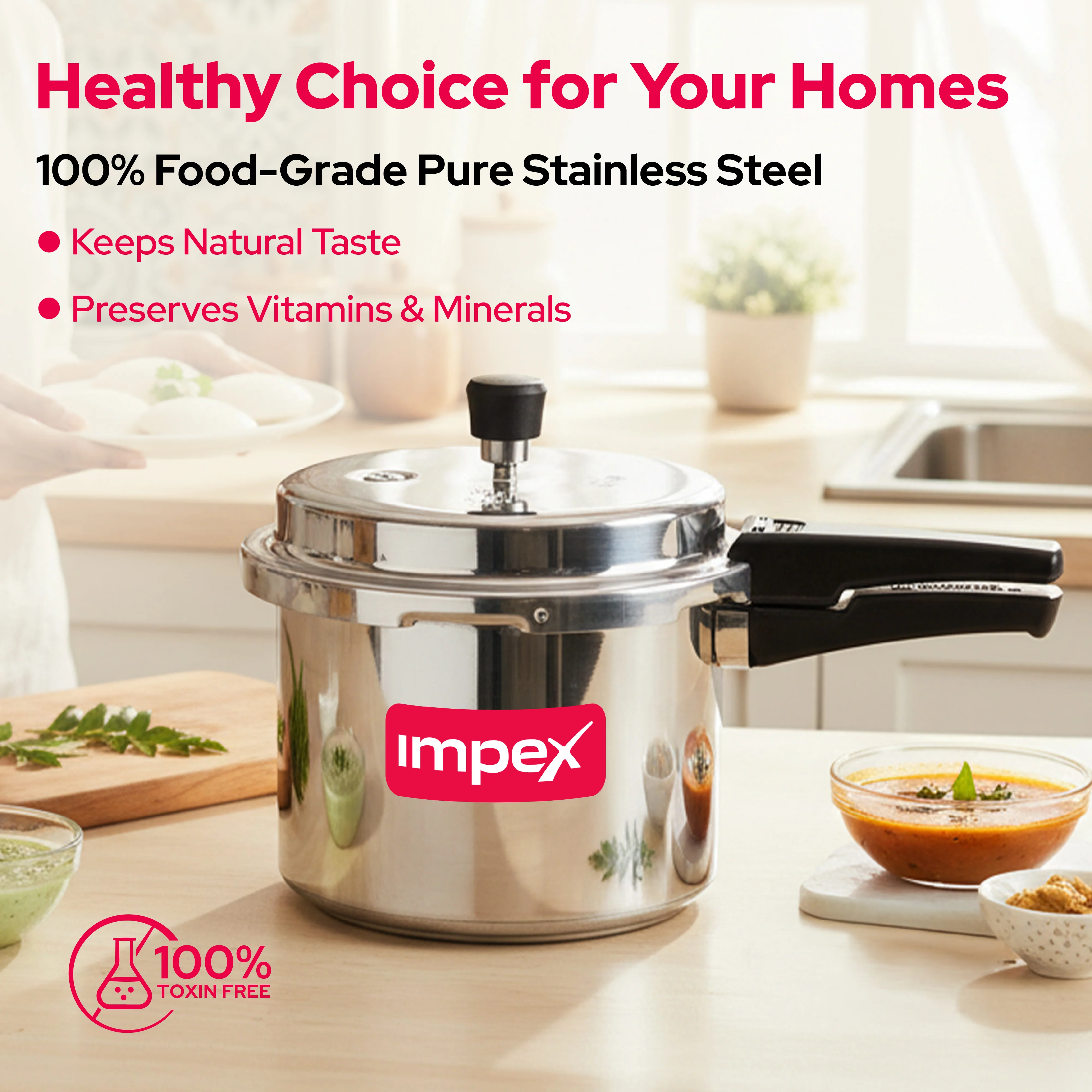 Impex EP3 Induction Base Stainless Steel Pressure Cooker (3 L, Silver) - Image 4