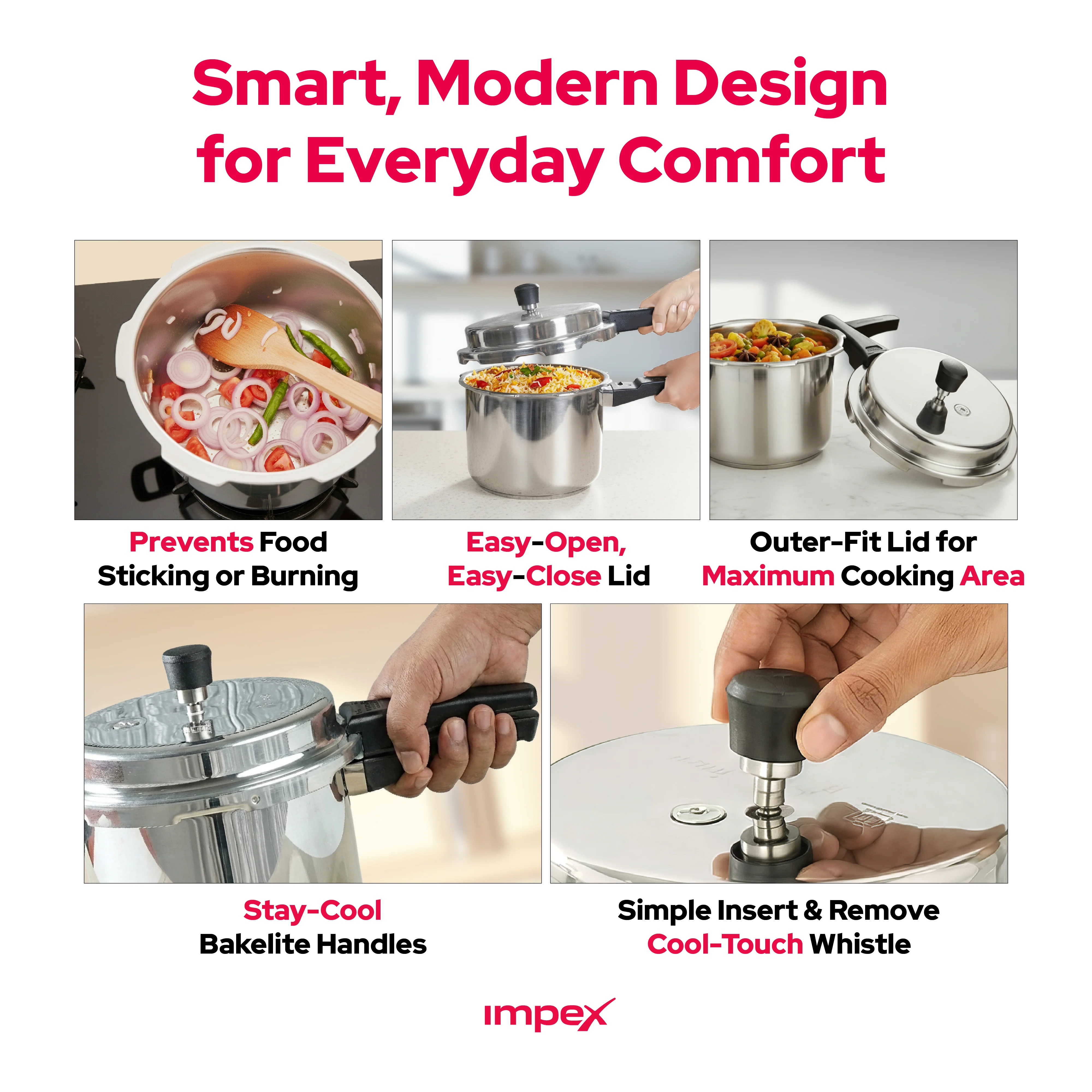 Impex EP3 Induction Base Stainless Steel Pressure Cooker (3 L, Silver) - Image 9