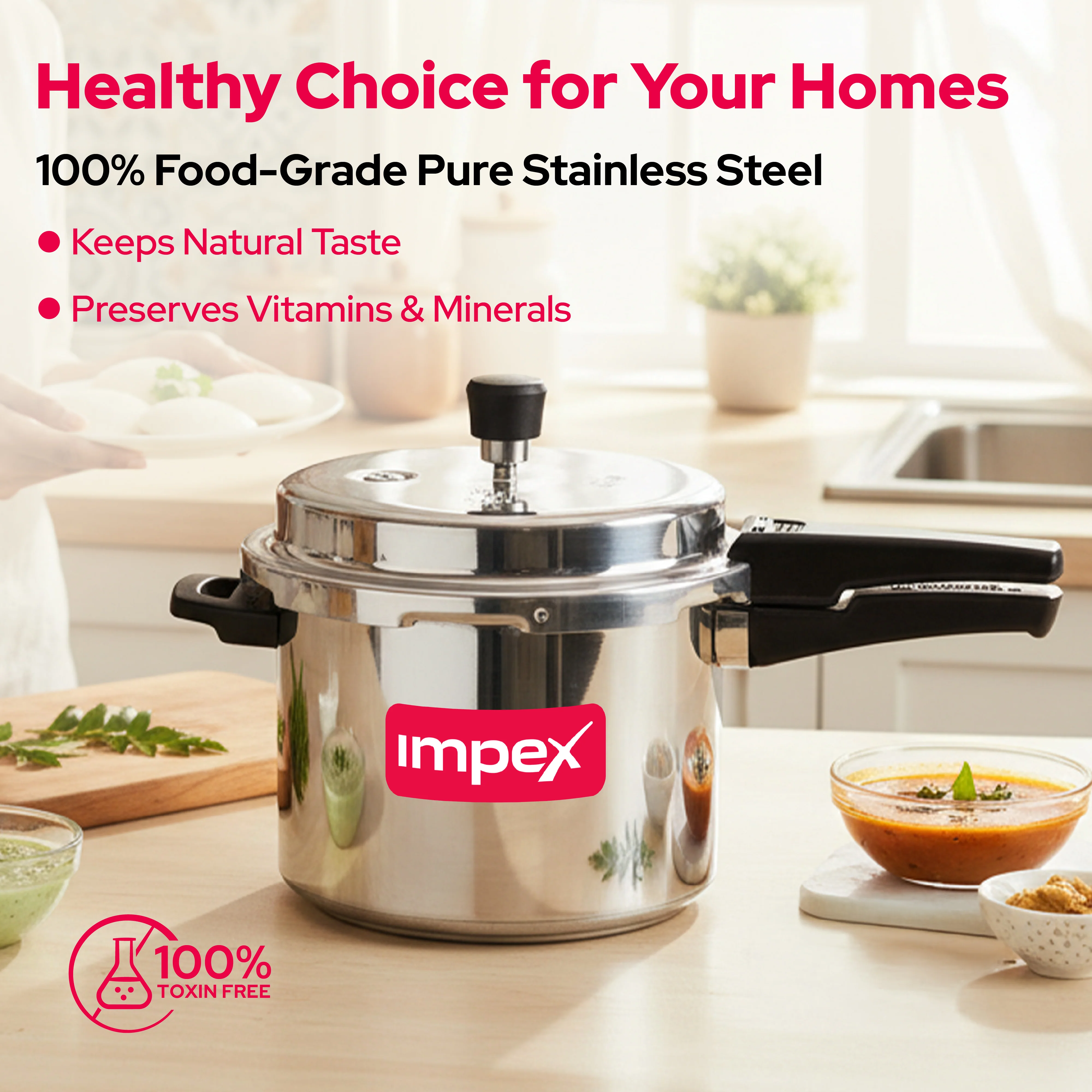 Impex EP5 Induction Base Stainless Steel Pressure Cooker, 5 litres, Silver - Image 4