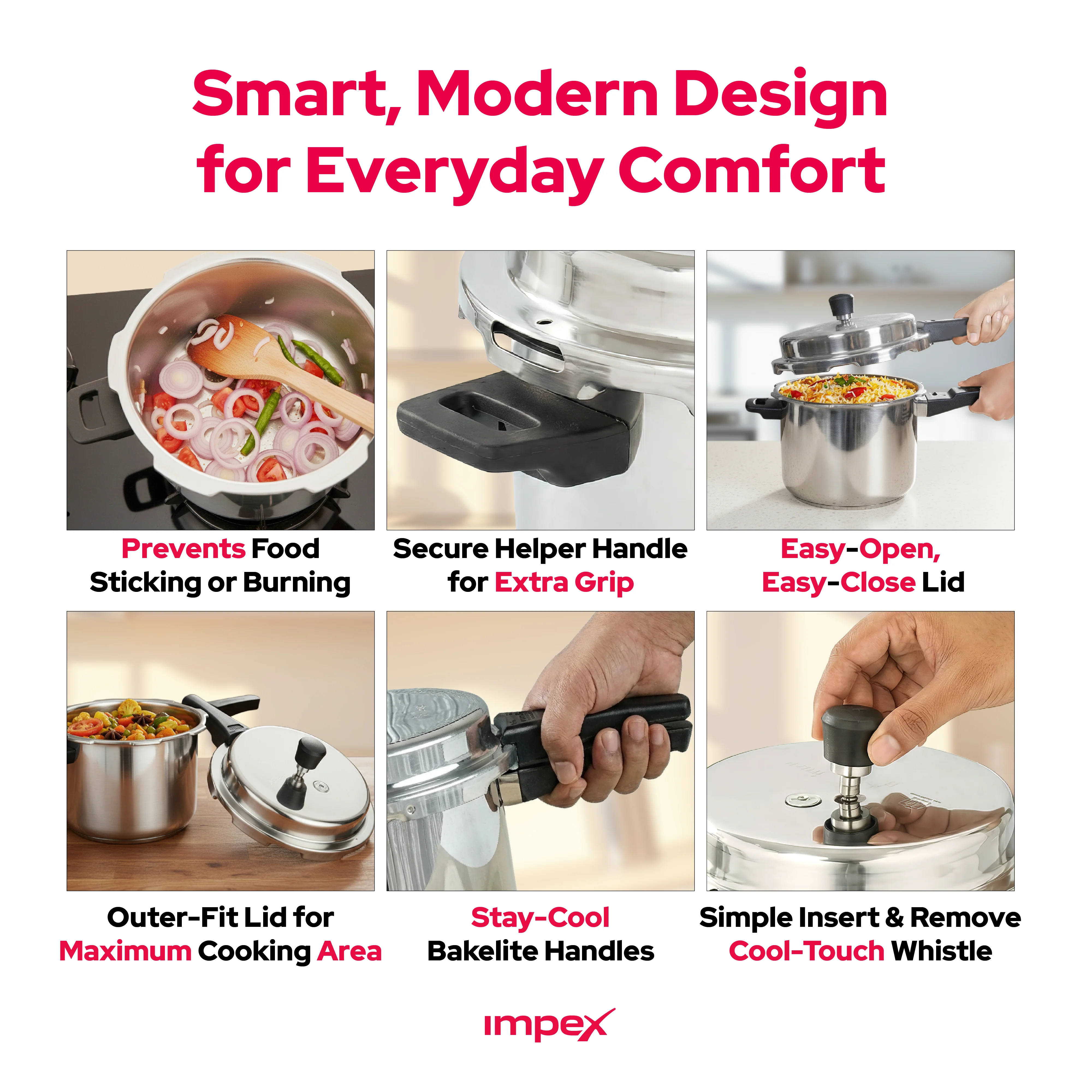 Impex EP5 Induction Base Stainless Steel Pressure Cooker, 5 litres, Silver - Image 9