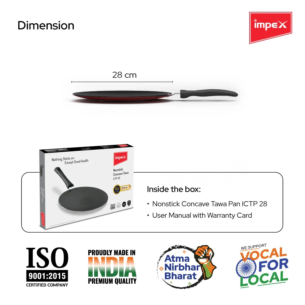 Impex Nonstick Aluminium Tawa Pan (ICTP-28) - Image 5
