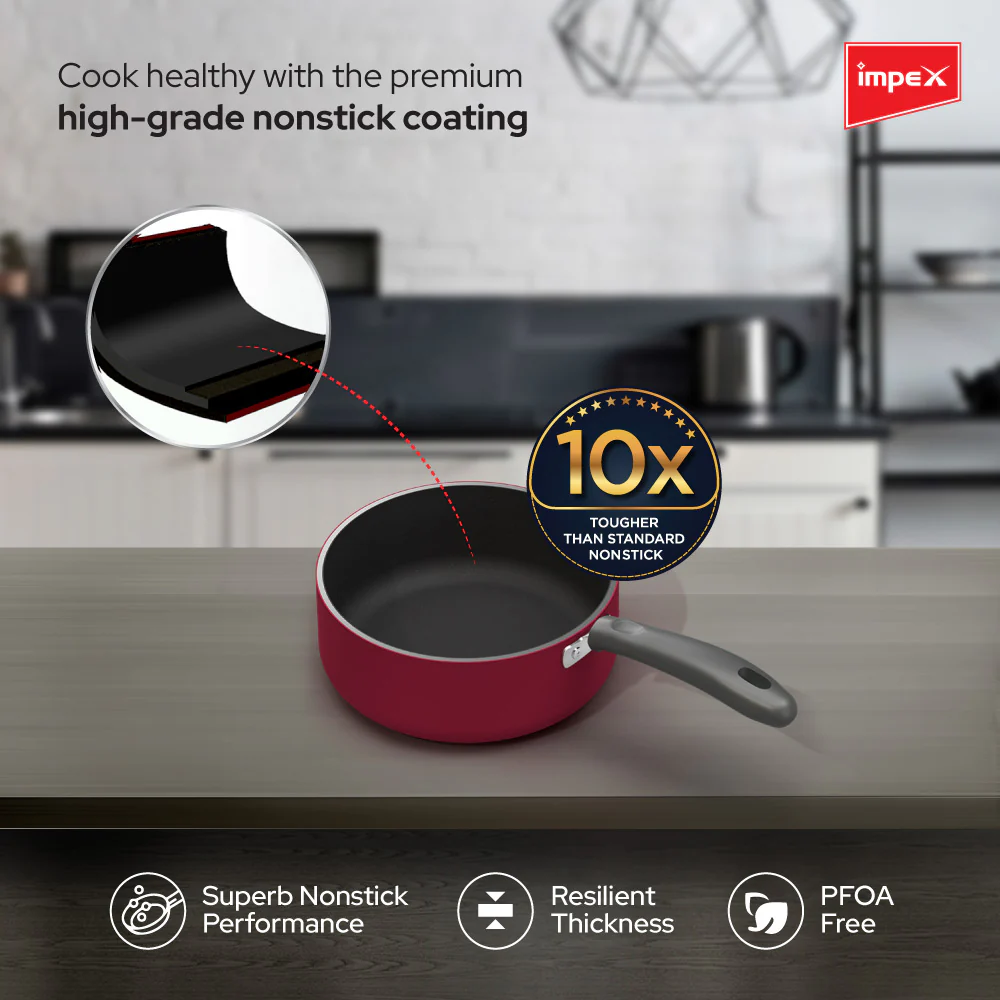 Impex IMP-1875 Premium Induction Base Nonstick Aluminium Milk Pan - Image 3