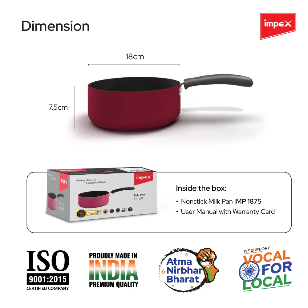 Impex IMP-1875 Premium Induction Base Nonstick Aluminium Milk Pan - Image 5