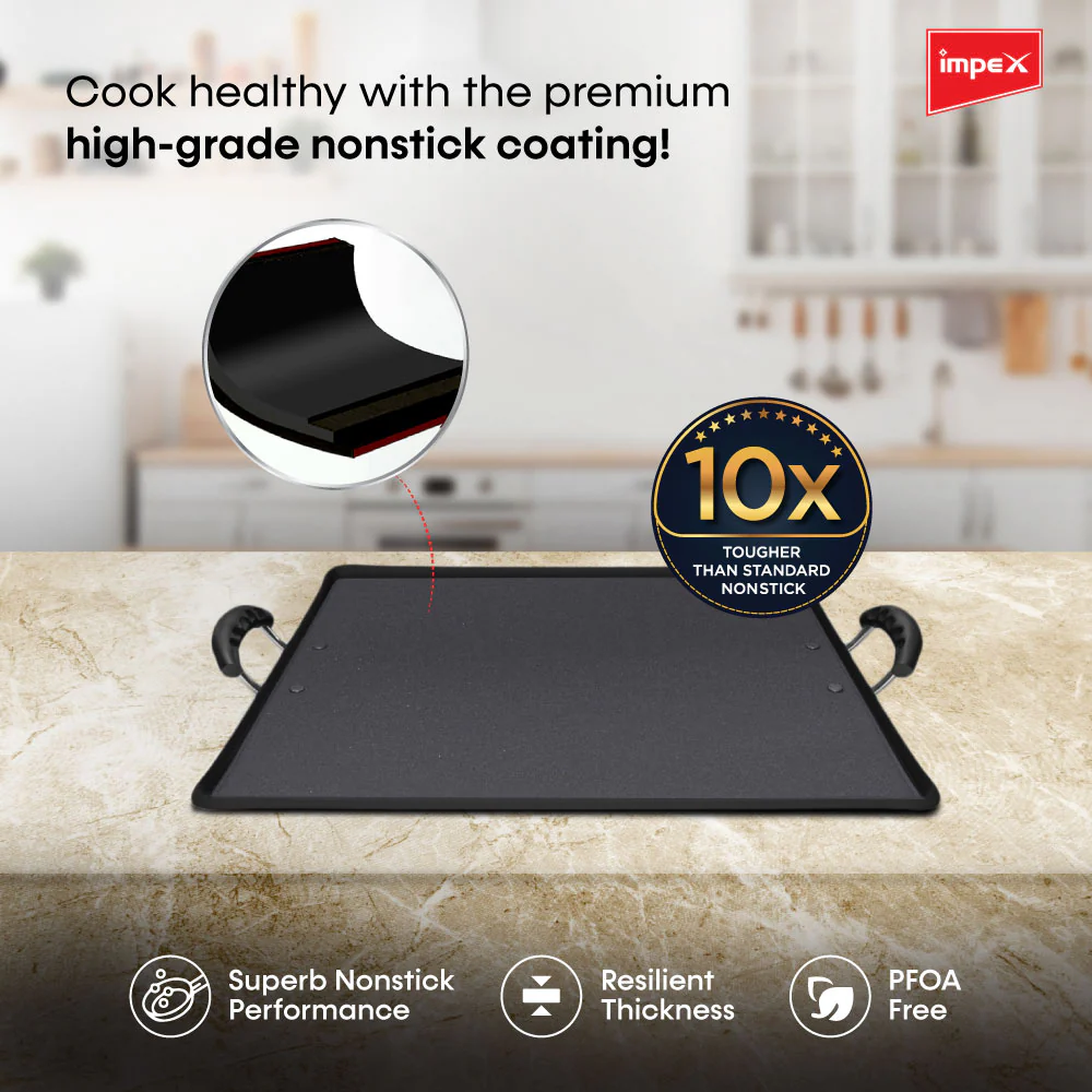 Impex IPT 3438 HV Nonstick Aluminium Induction Base Pathiri Tawa - Image 3