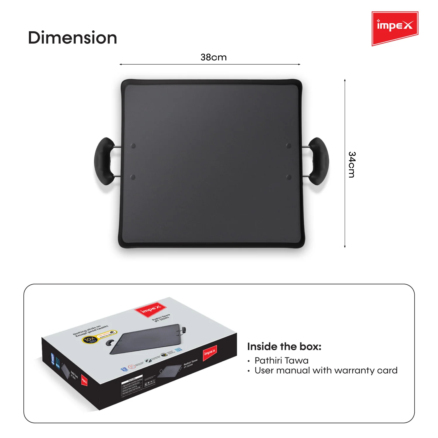 Impex IPT 3438 HV Nonstick Aluminium Induction Base Pathiri Tawa - Image 5