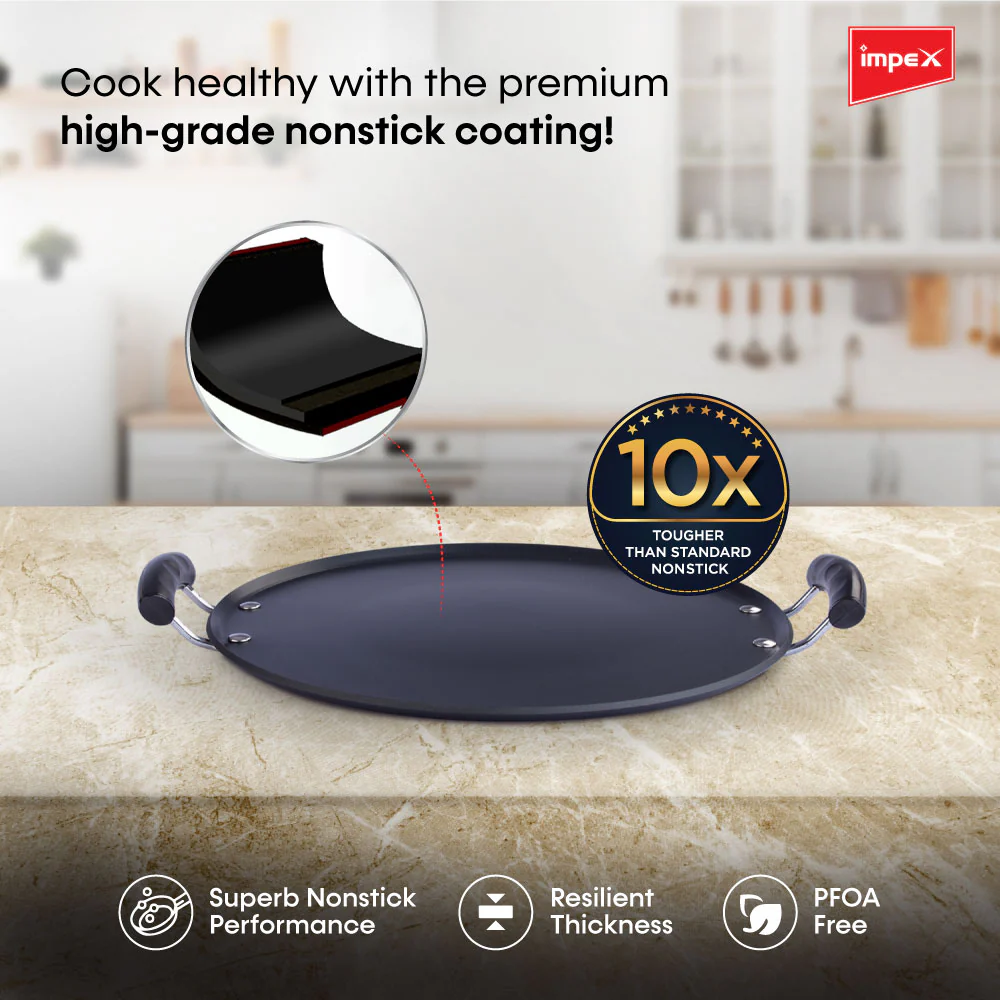 Impex IPT 36 HV Nonstick Aluminium Induction Base Pathiri Tawa - Image 3