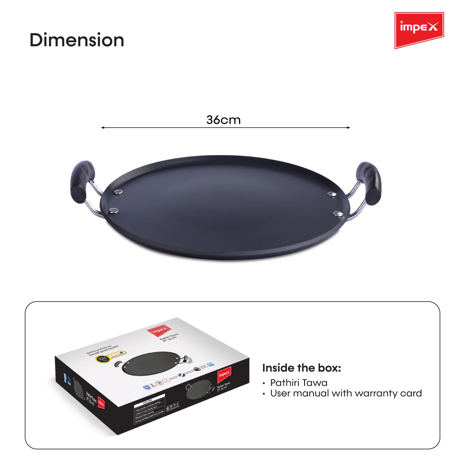 Impex IPT 36 HV Nonstick Aluminium Induction Base Pathiri Tawa - Image 5