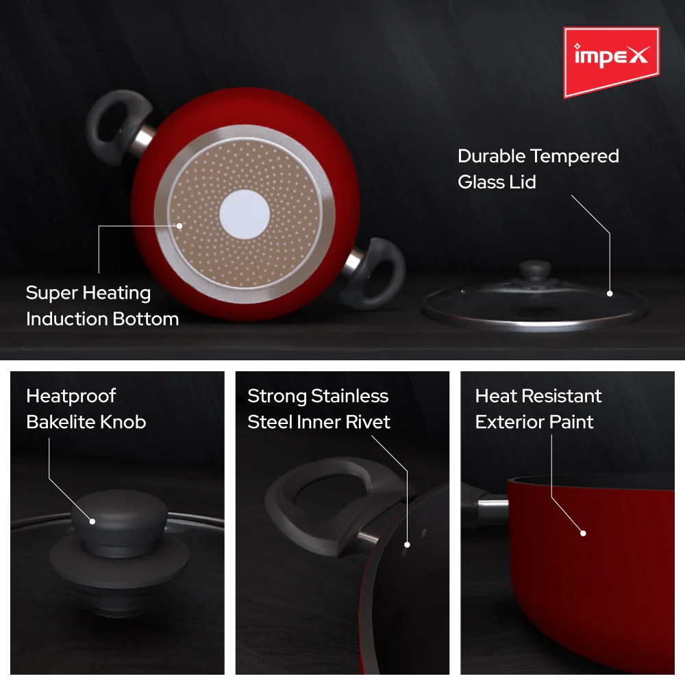 Impex ISP-2411 Aluminium Sauce Pan, 1 Piece (Maroon) - Image 4