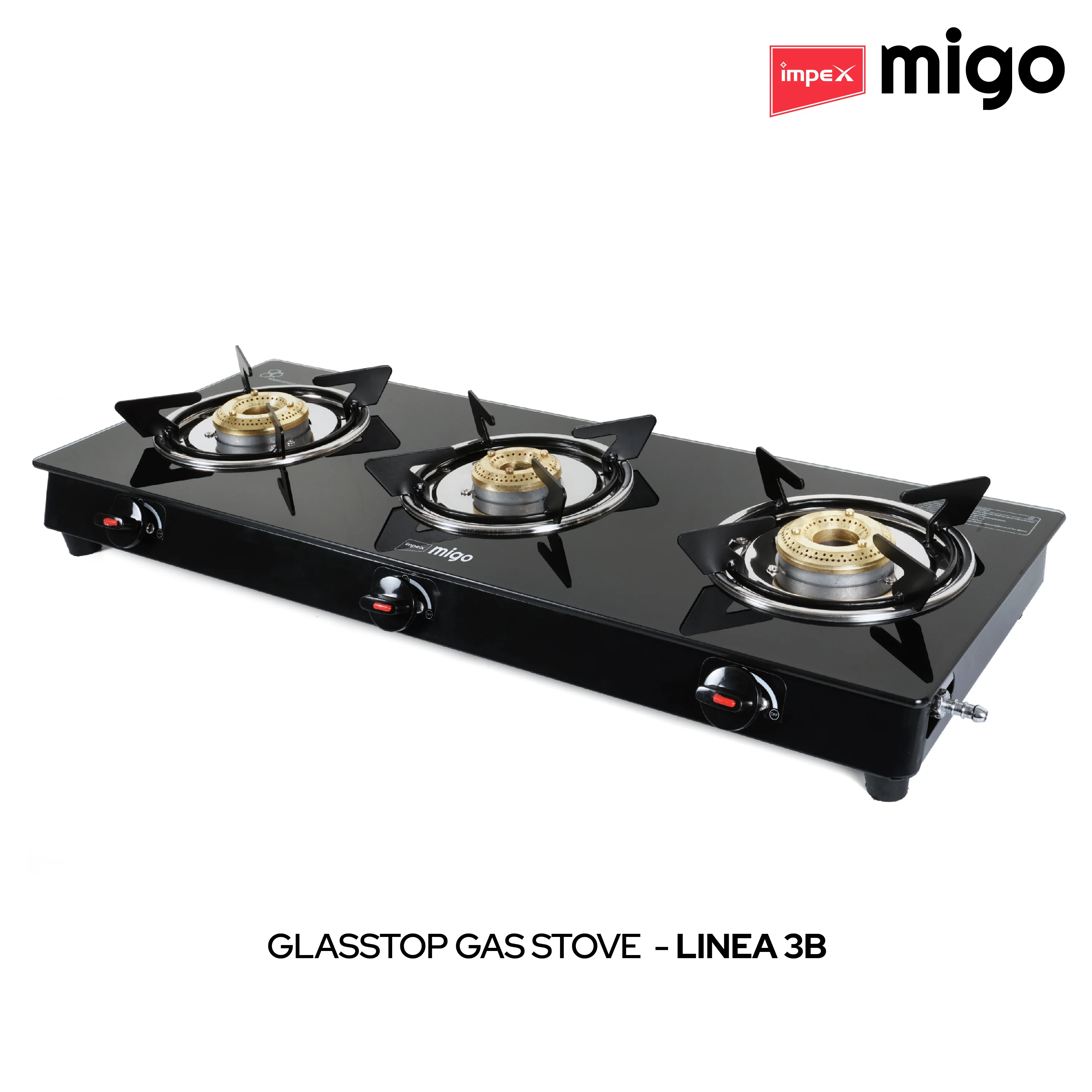 Impex Migo 3 Burner Gas Stove 6 mm Toughened Glass Top LINEA 3B, 1 Year Warranty (Black) - Image 11