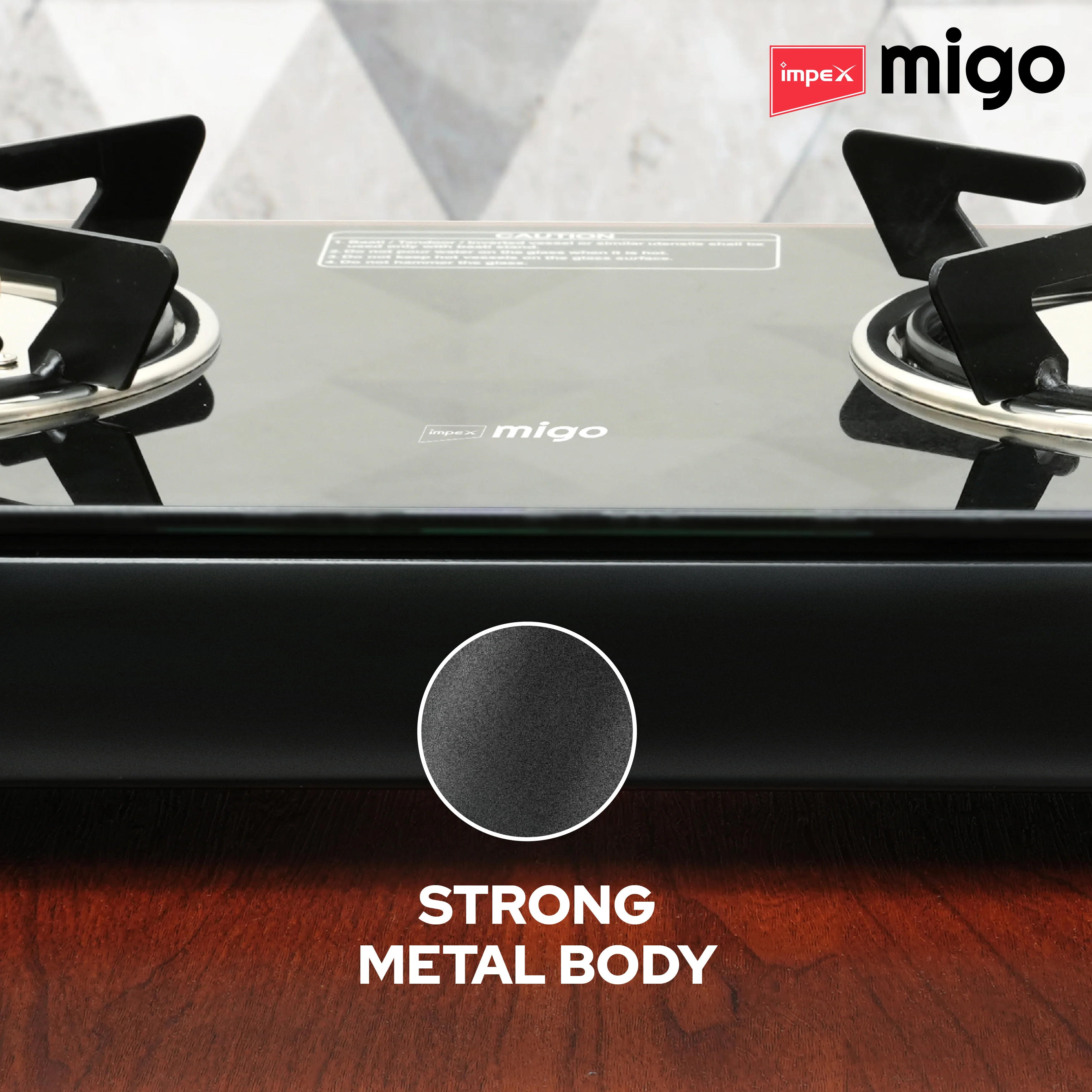 Impex Migo 3 Burner Gas Stove 6 mm Toughened Glass Top LINEA 3B, 1 Year Warranty (Black) - Image 5