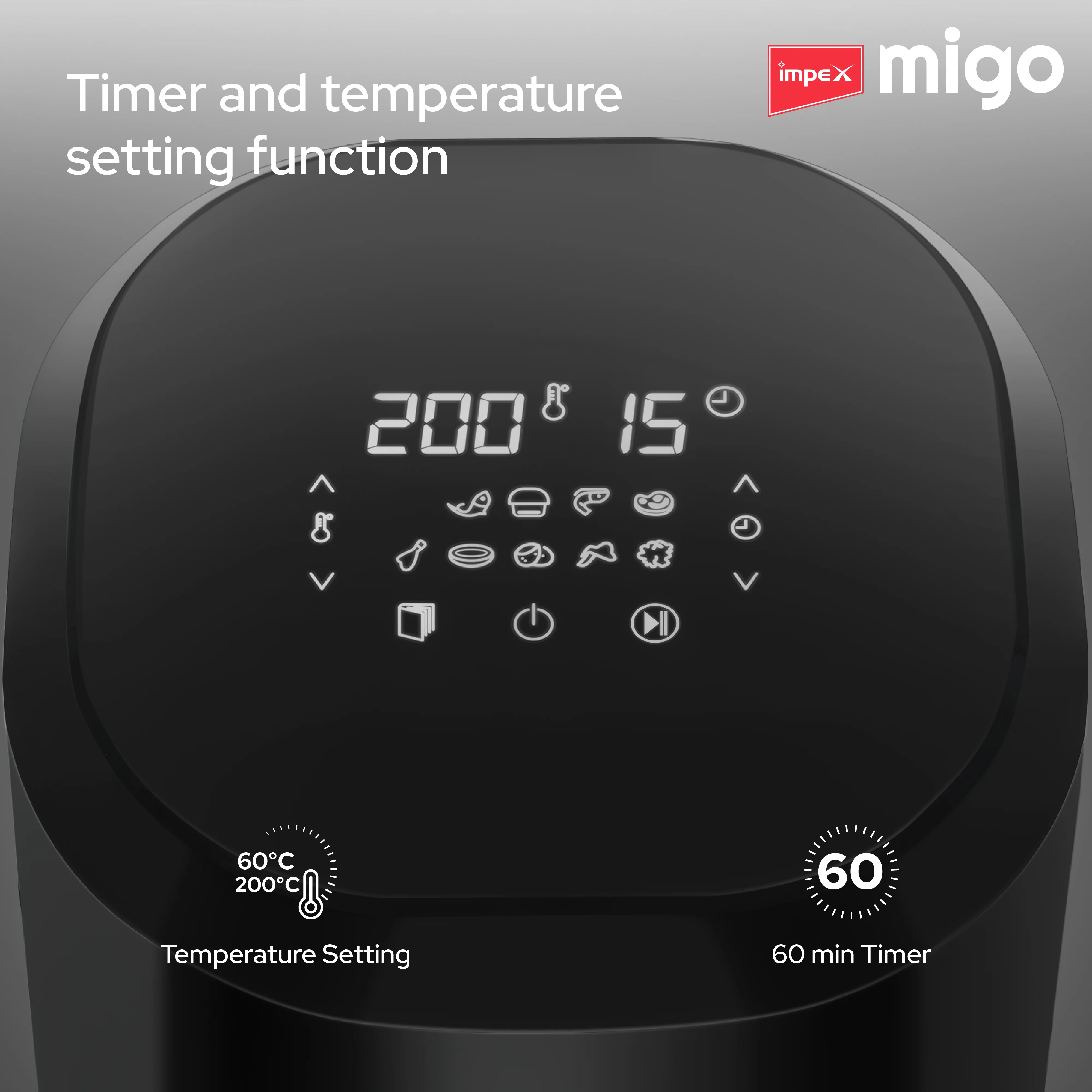 Impex Migo Digital Air Fryer 10 in 1 Airfryer, 1200 W 4.5 L Instant Electric Air Fryer for Home Auto Cut Off, Fry, Grill, Roast, Steam, and Bake 2 Years Warranty (Black) - Image 5