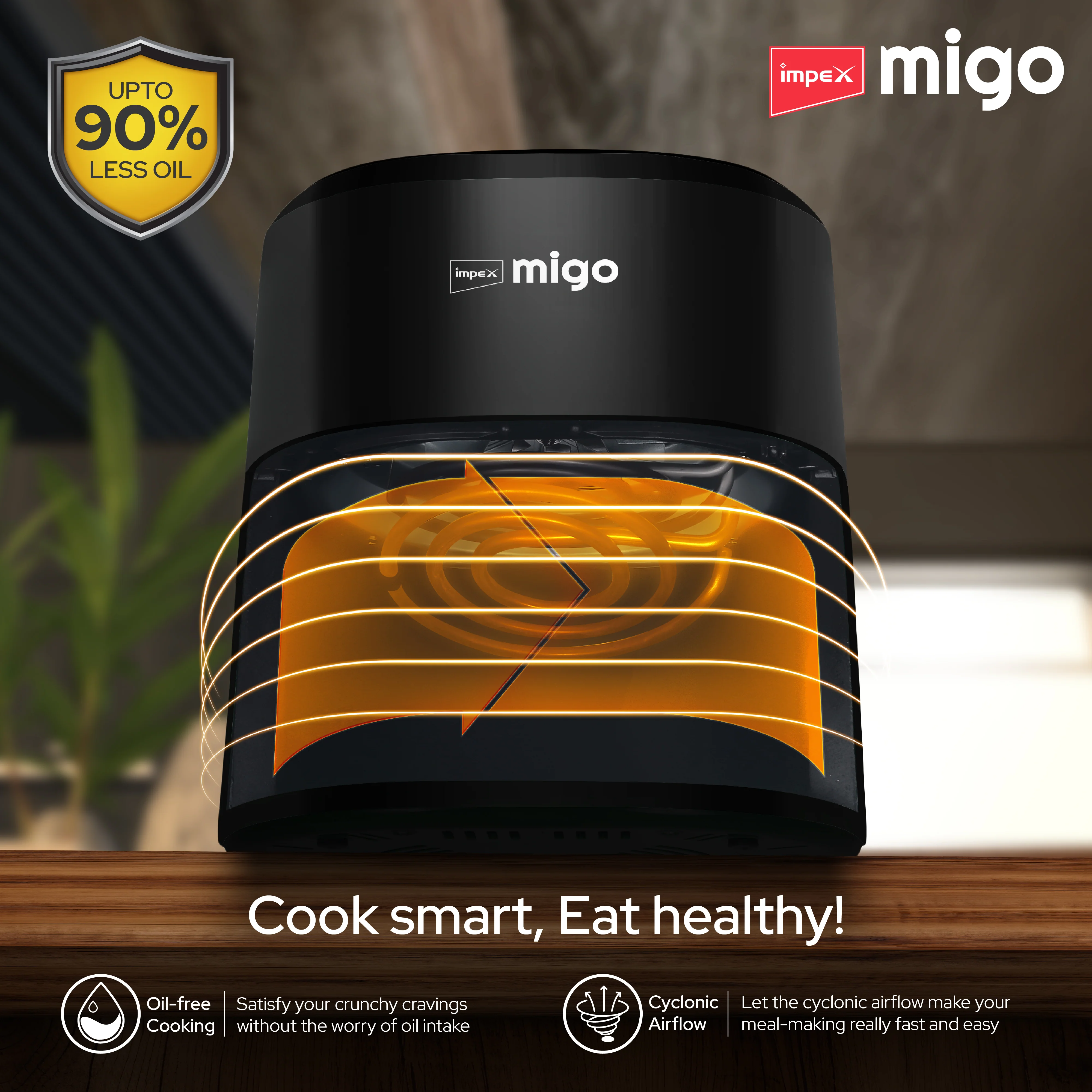 Impex Migo Digital Air Fryer 10 in 1 Airfryer, 1200 W 4.5 L Instant Electric Air Fryer for Home Auto Cut Off, Fry, Grill, Roast, Steam, and Bake 2 Years Warranty (Black) - Image 7