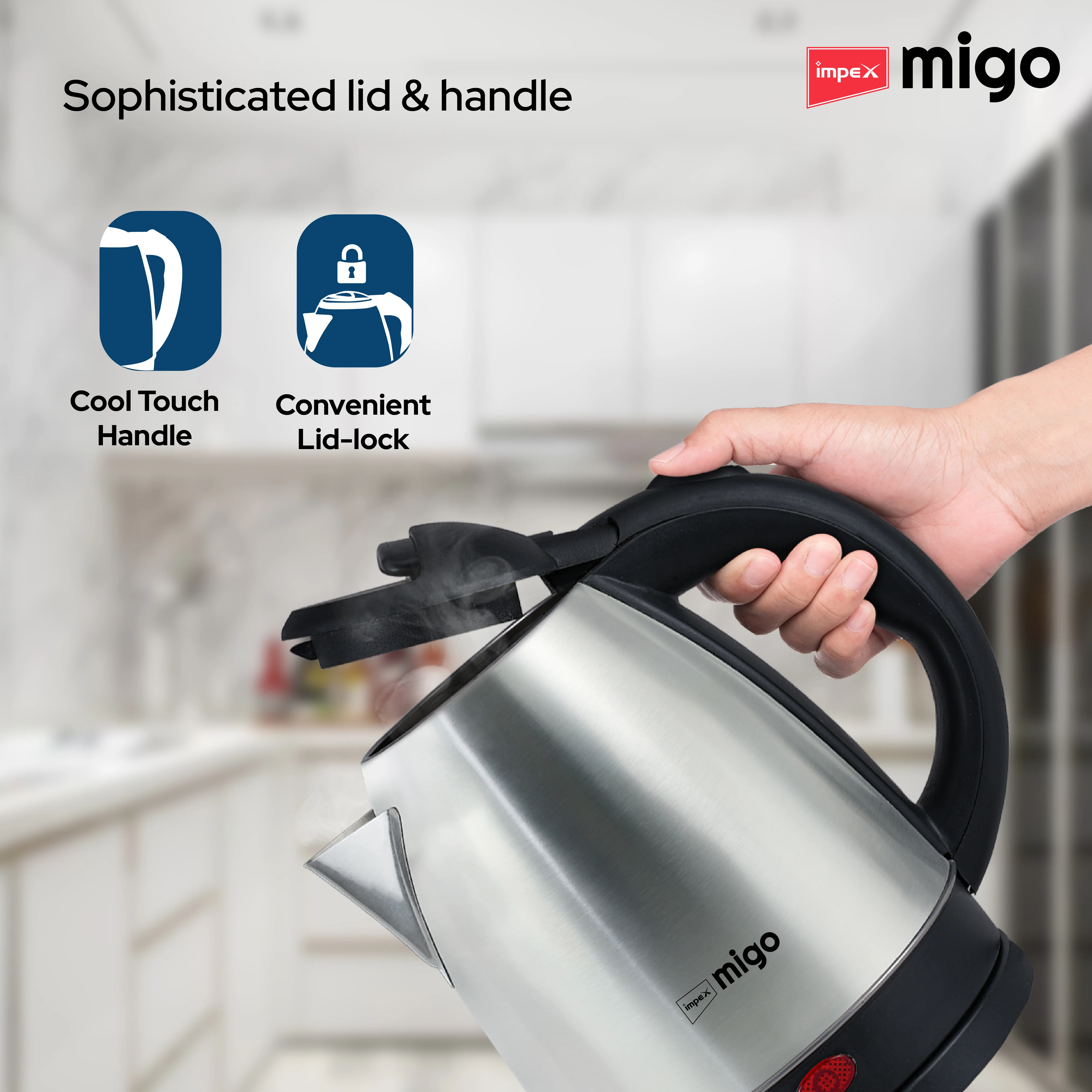 Impex Migo Inferno Stainless Steel Electric Kettle 1.8 Litre 1500 Watts 1 Year Warranty - Image 6