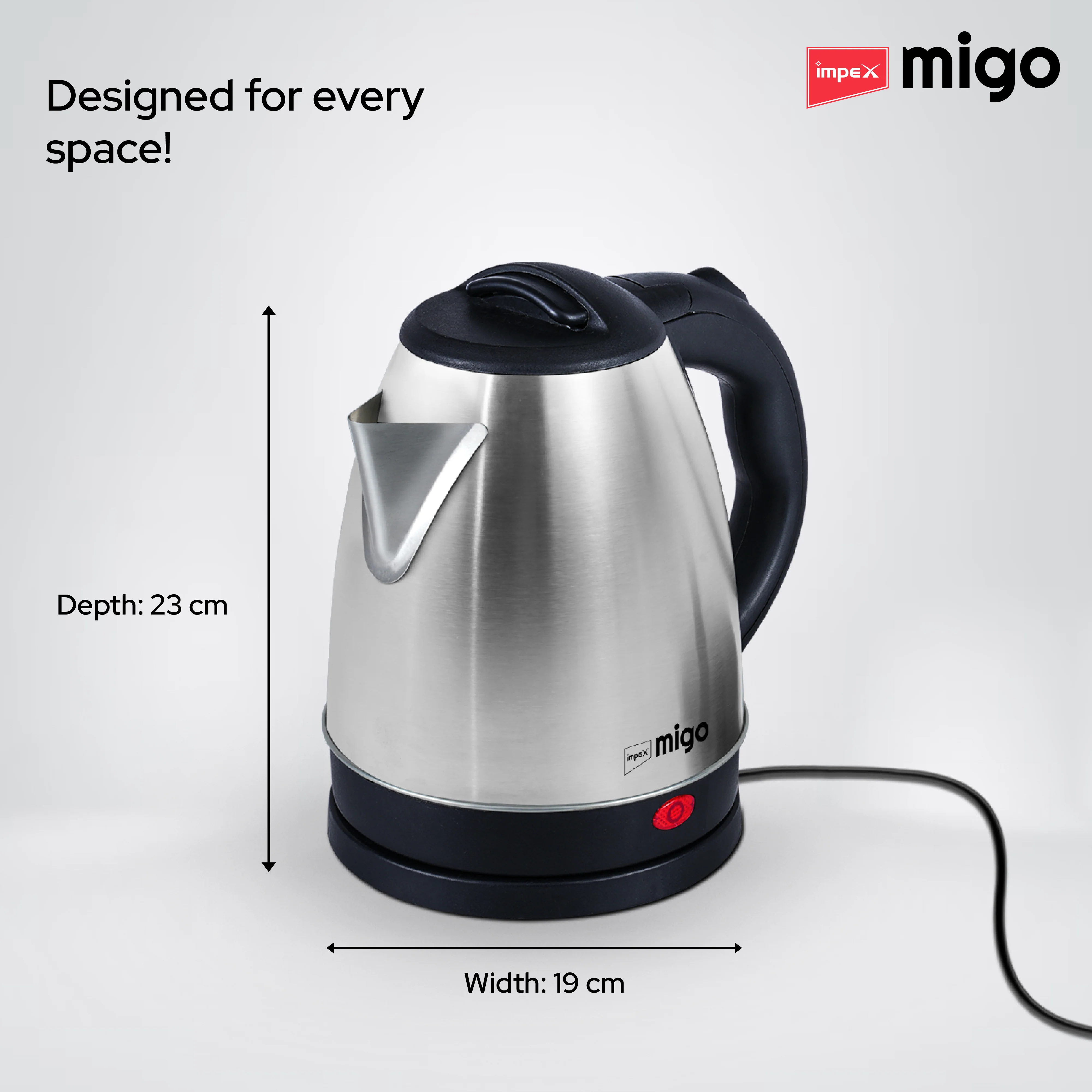 Impex Migo Inferno Stainless Steel Electric Kettle 1.8 Litre 1500 Watts 1 Year Warranty - Image 9