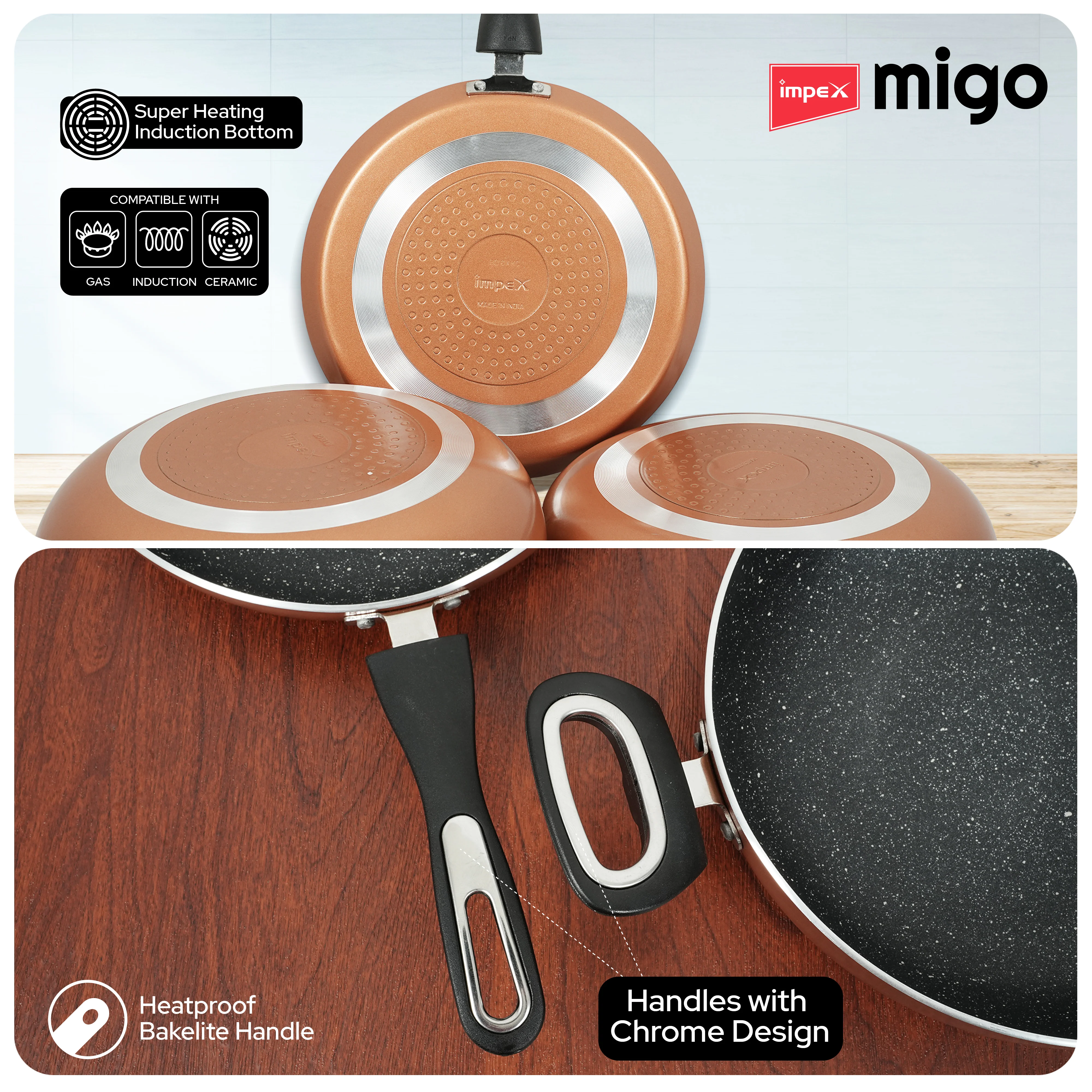 IMPEX Migo Nonstick Granite 4 Pcs Festival Gift Set FKT(Cu), 5-Layer Super Granite Induction Bottom - Image 6