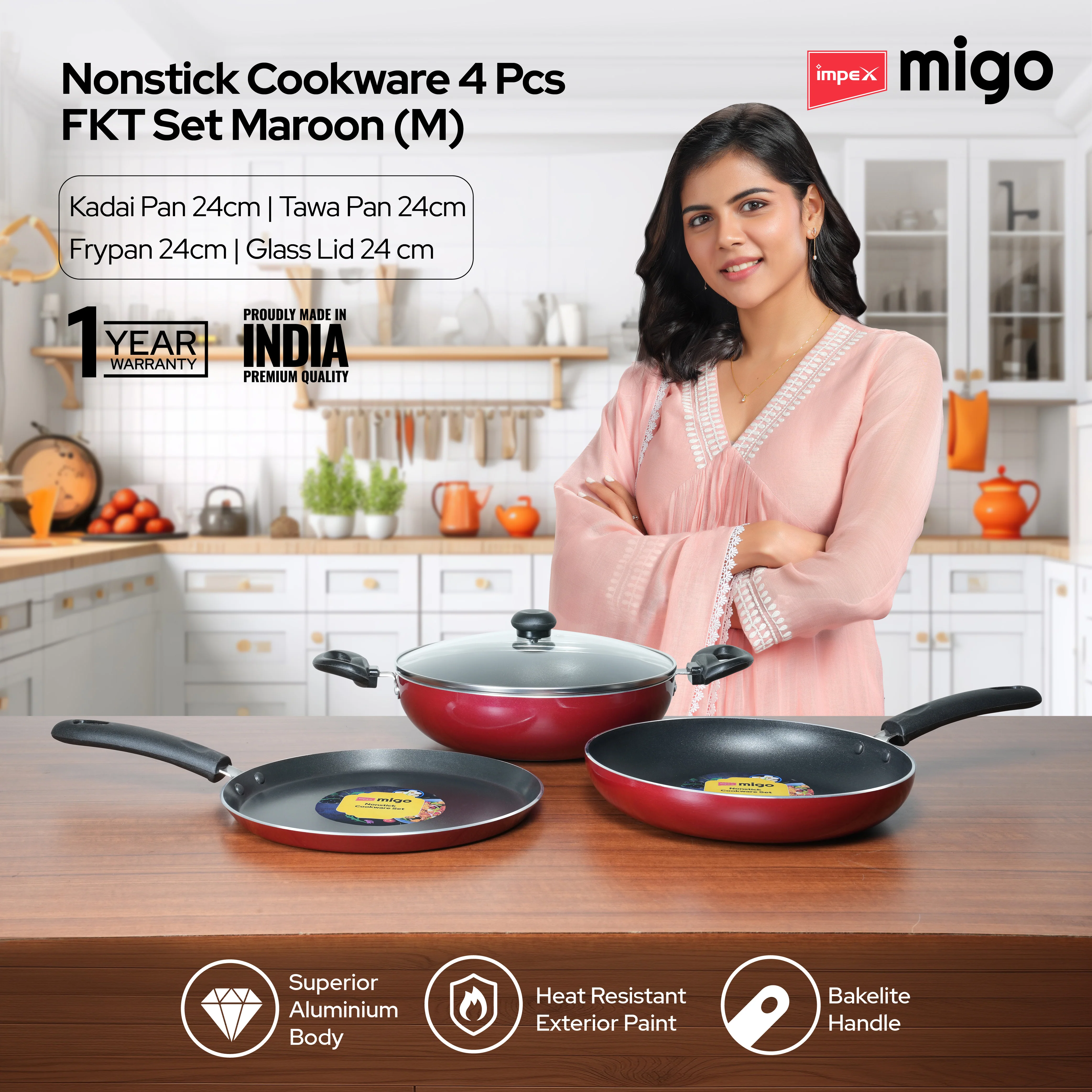 IMPEX Migo Nonstick 4 Pcs Festival Gift Set FKT(M), 3mm Thickness - Image 3