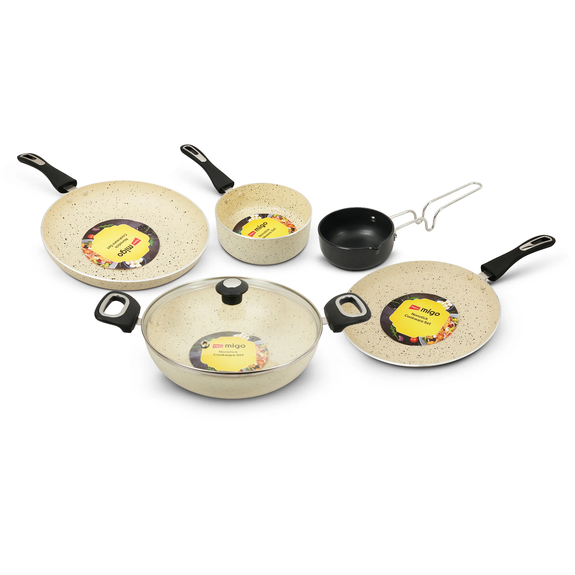 Impex Migo Nonstick Granite 6 Pcs Induction bottom Cookware set - Image 13