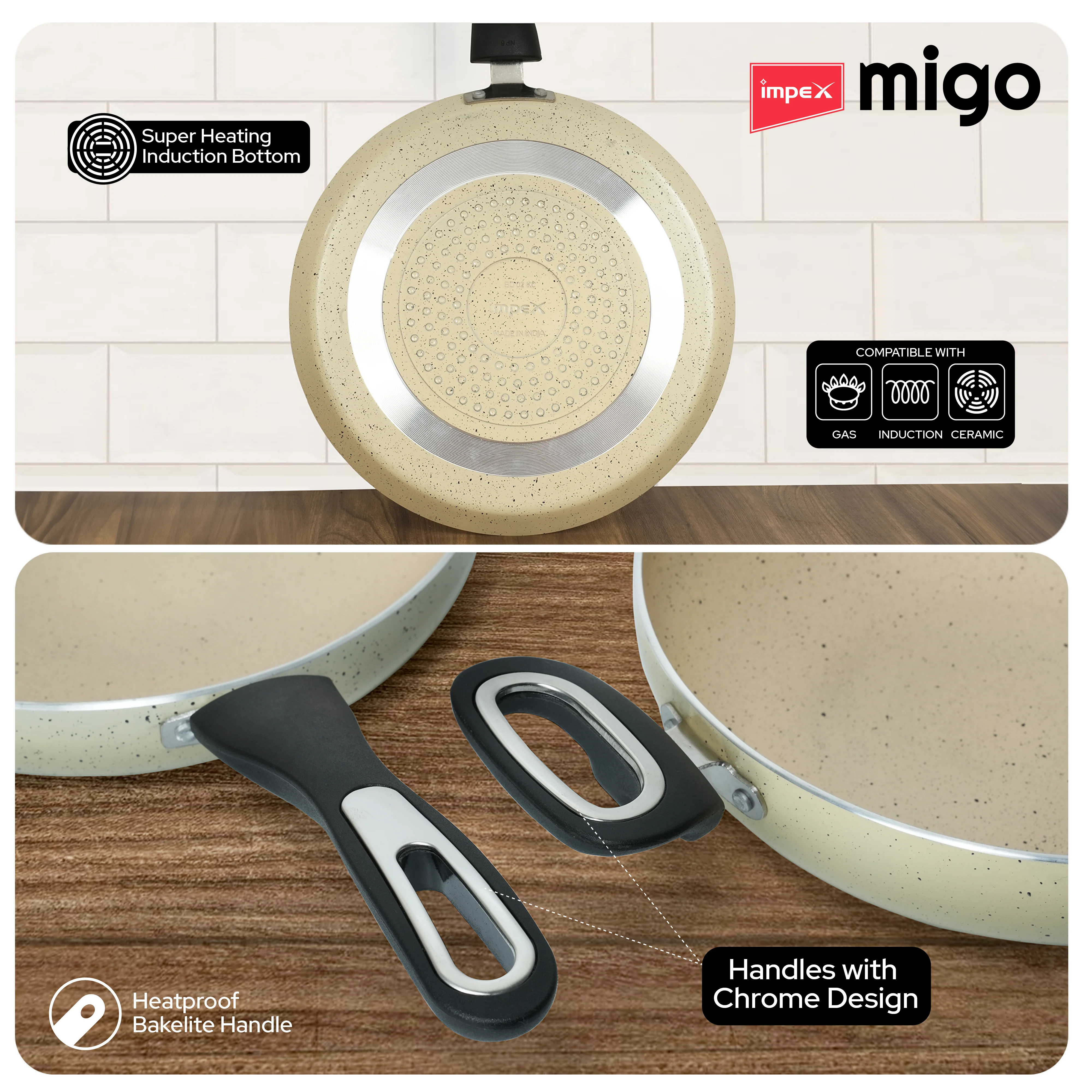 Impex Migo Nonstick Granite 6 Pcs Induction bottom Cookware set - Image 5