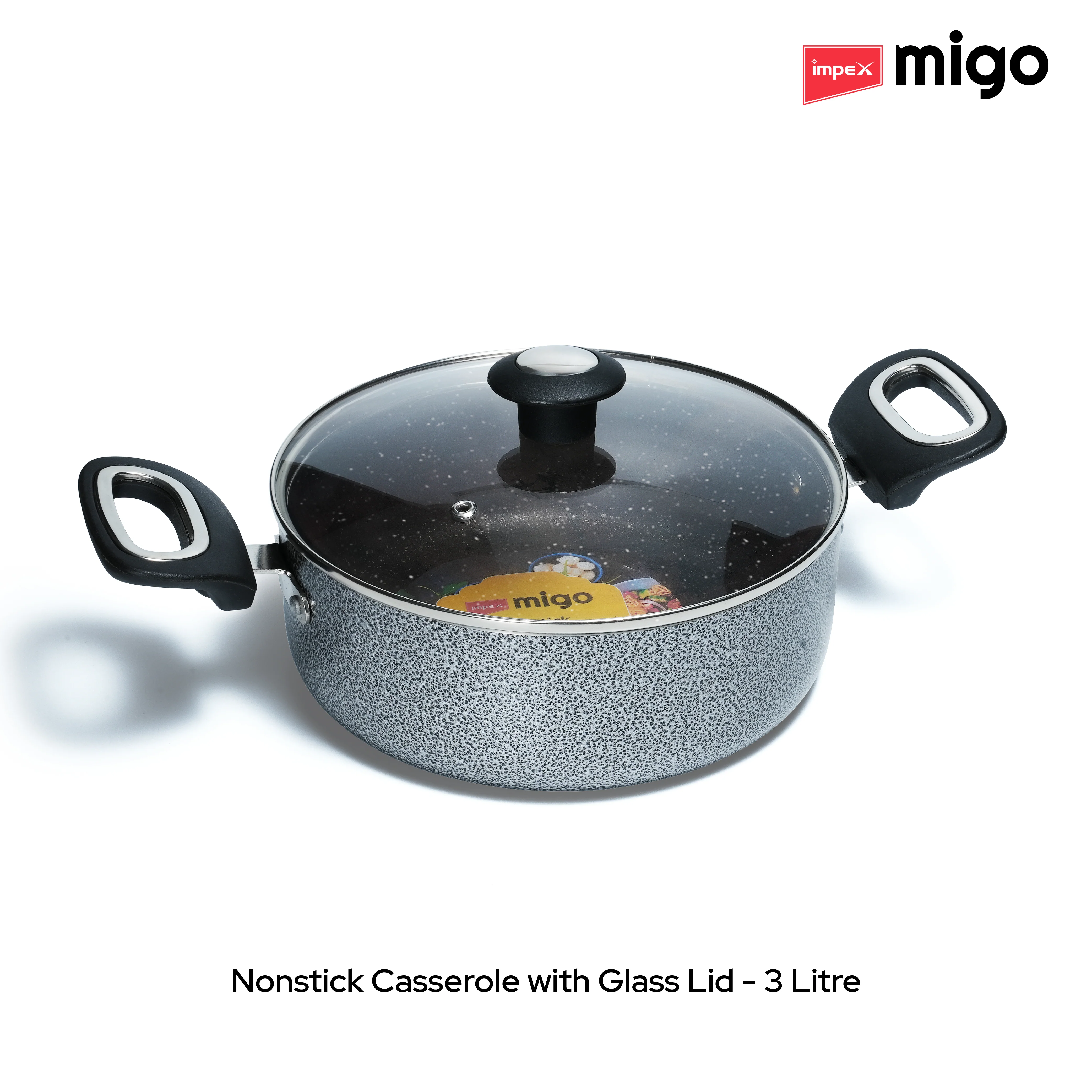 IMPEX Migo Nonstick Granite Casserole Set 6 Pcs MNGC, Festival Gift Set, 3mm Thickness, Induction Bottom - Image 8