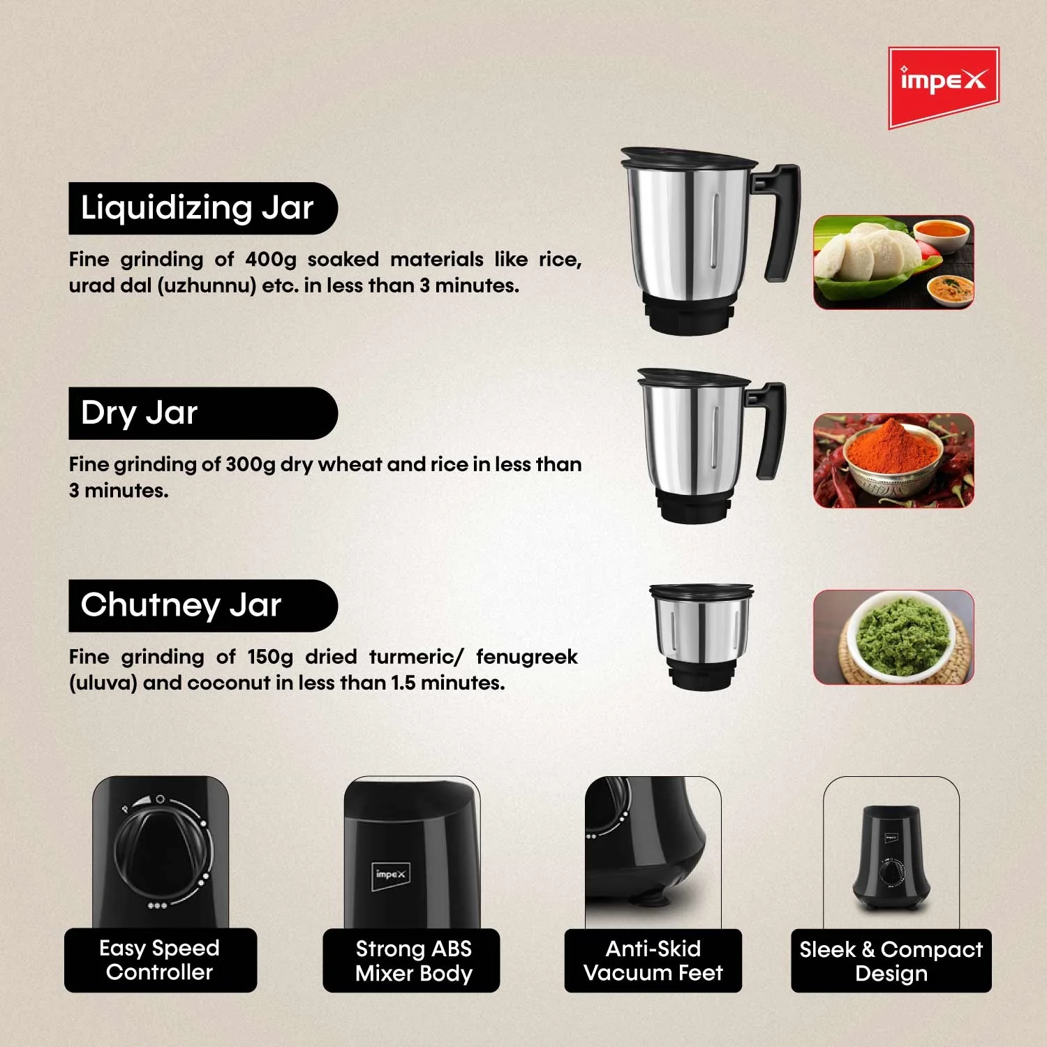 Impex Mixer Grinder (Grind Q 800 Pro ) - Image 3