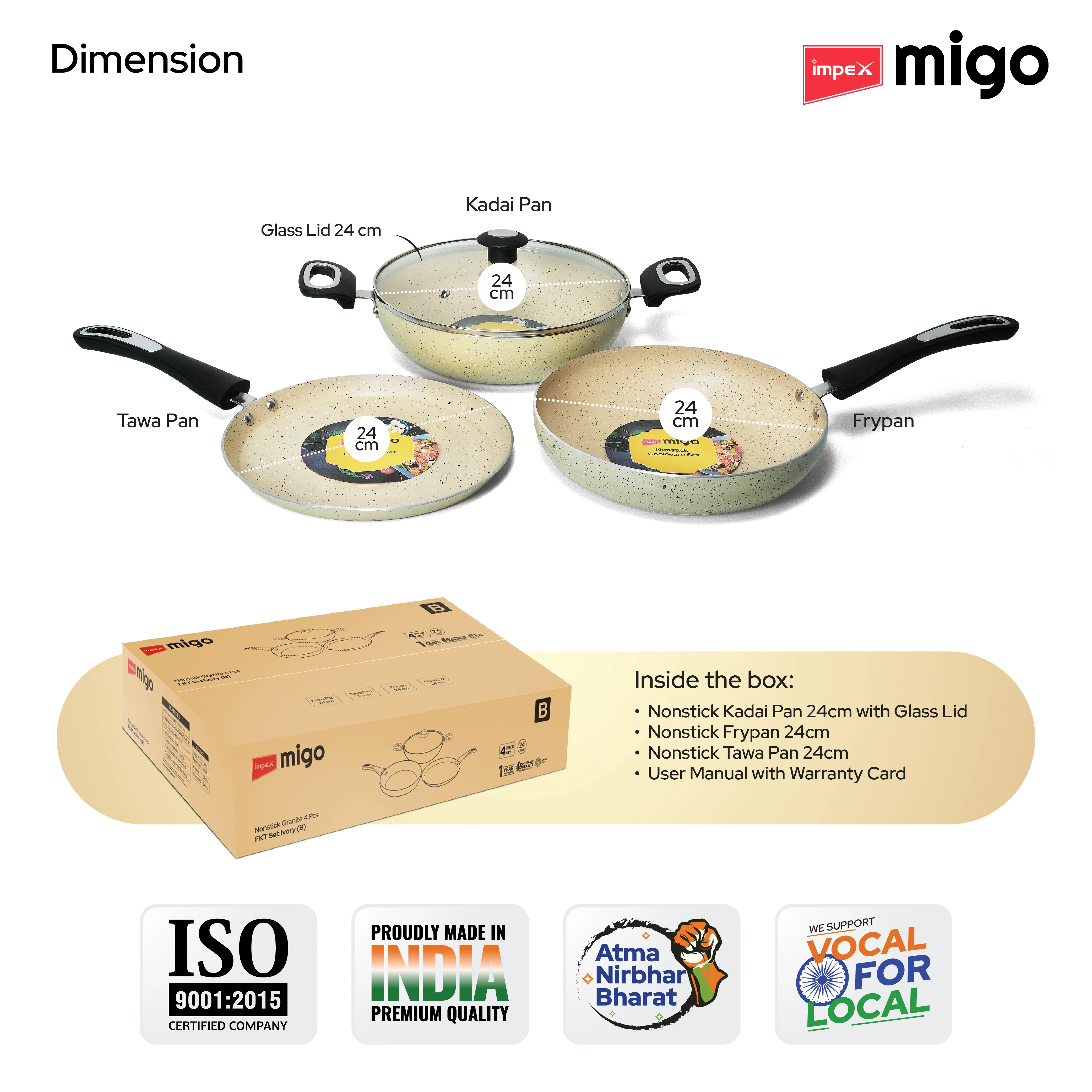 IMPEX Migo Nonstick Granite 4 Pcs Festival GIft Set FKT(B) 5 Layer Super Granite Induction Bottom - Image 11