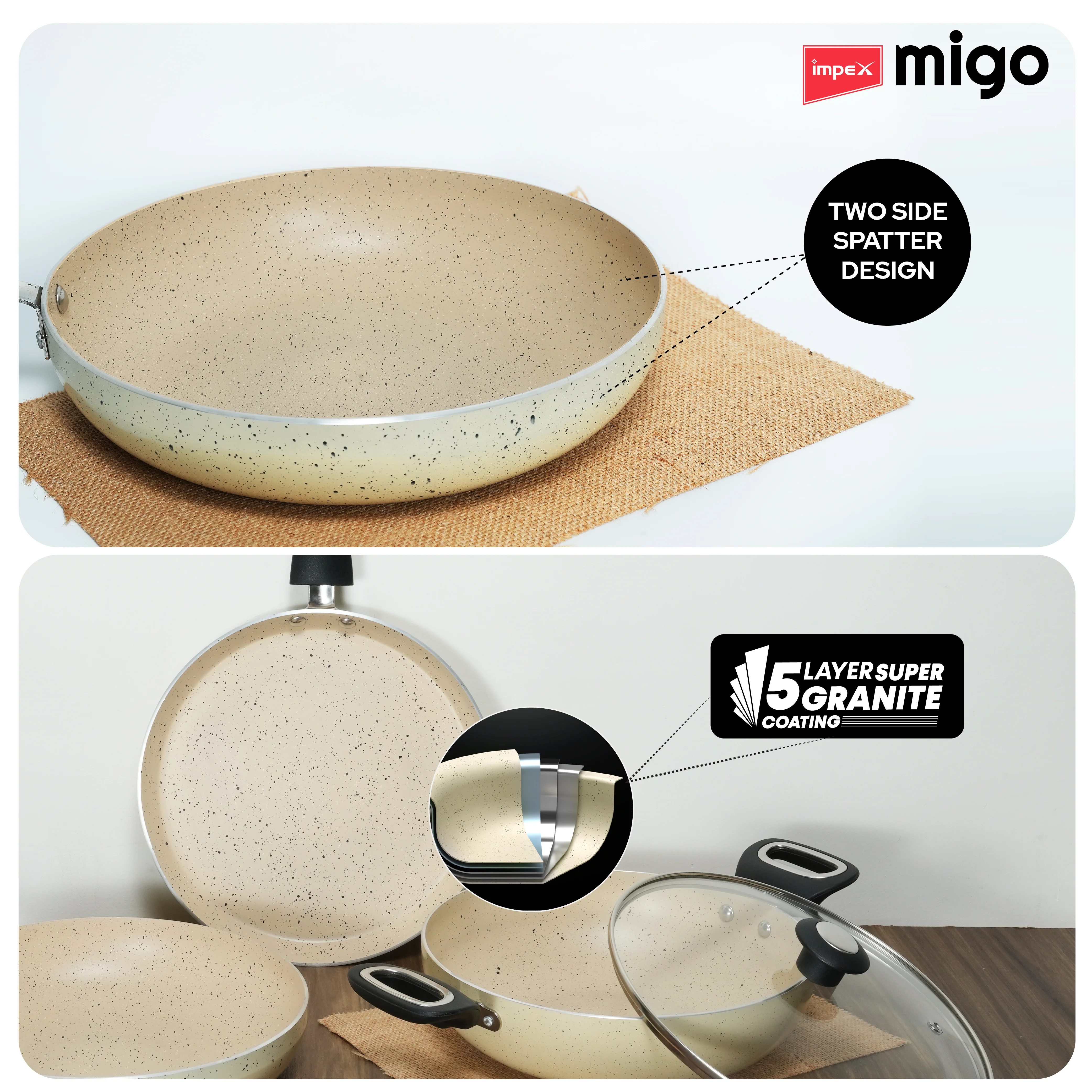 IMPEX Migo Nonstick Granite 4 Pcs Festival GIft Set FKT(B) 5 Layer Super Granite Induction Bottom - Image 5
