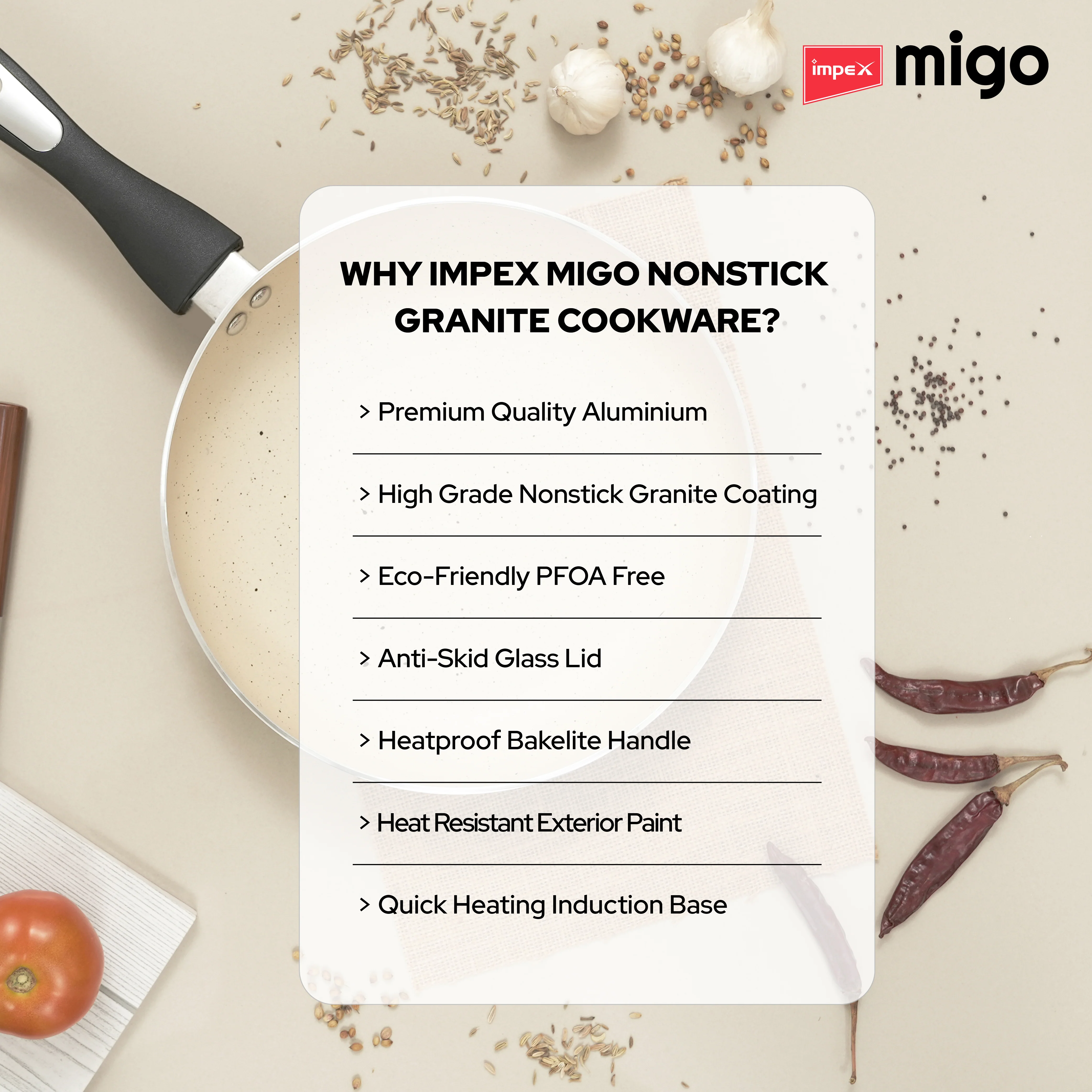 IMPEX Migo Nonstick Granite 4 Pcs Festival GIft Set FKT(B) 5 Layer Super Granite Induction Bottom - Image 7